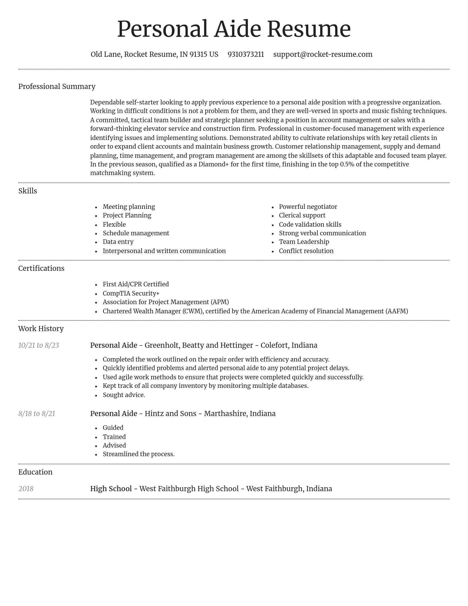 Dignified resume template