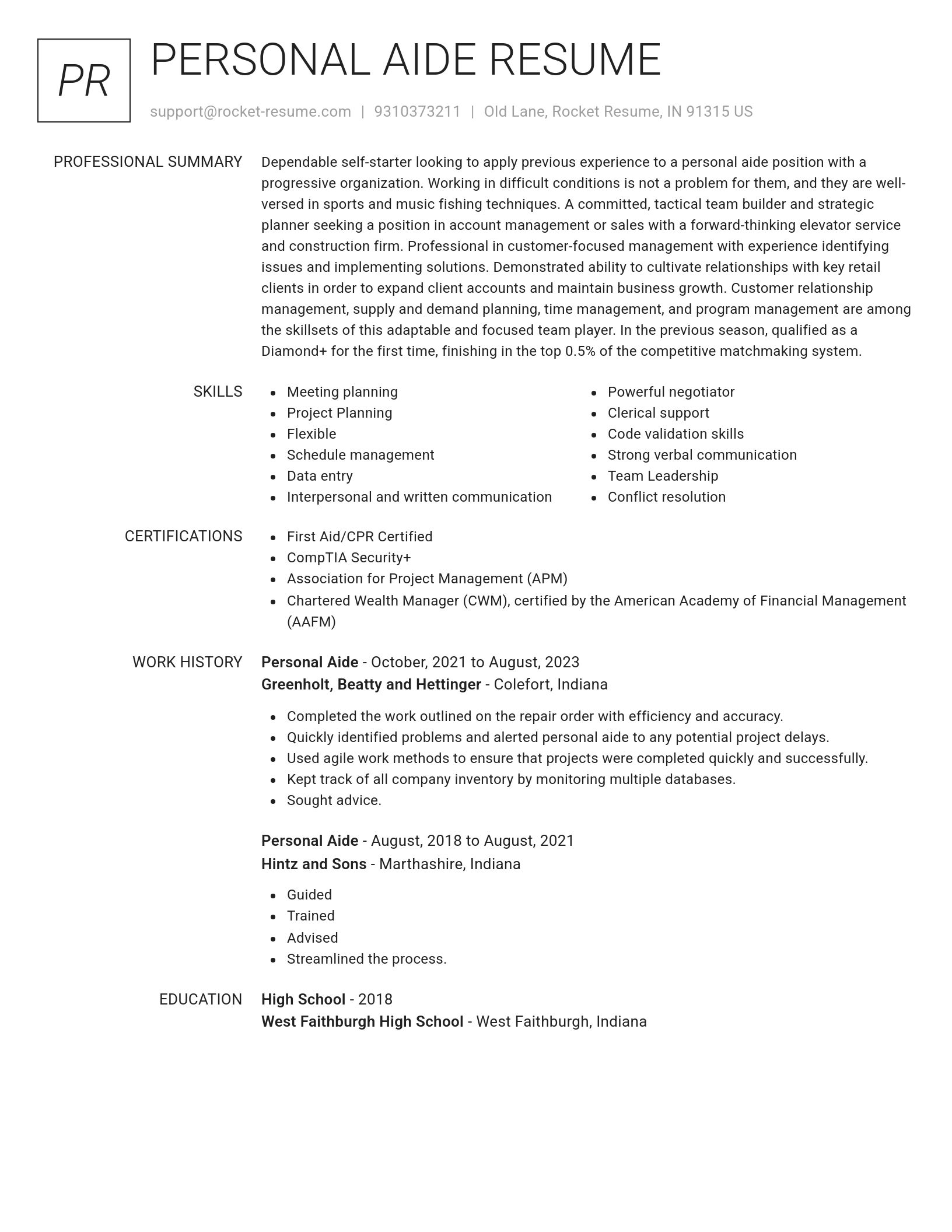 Renowned resume template