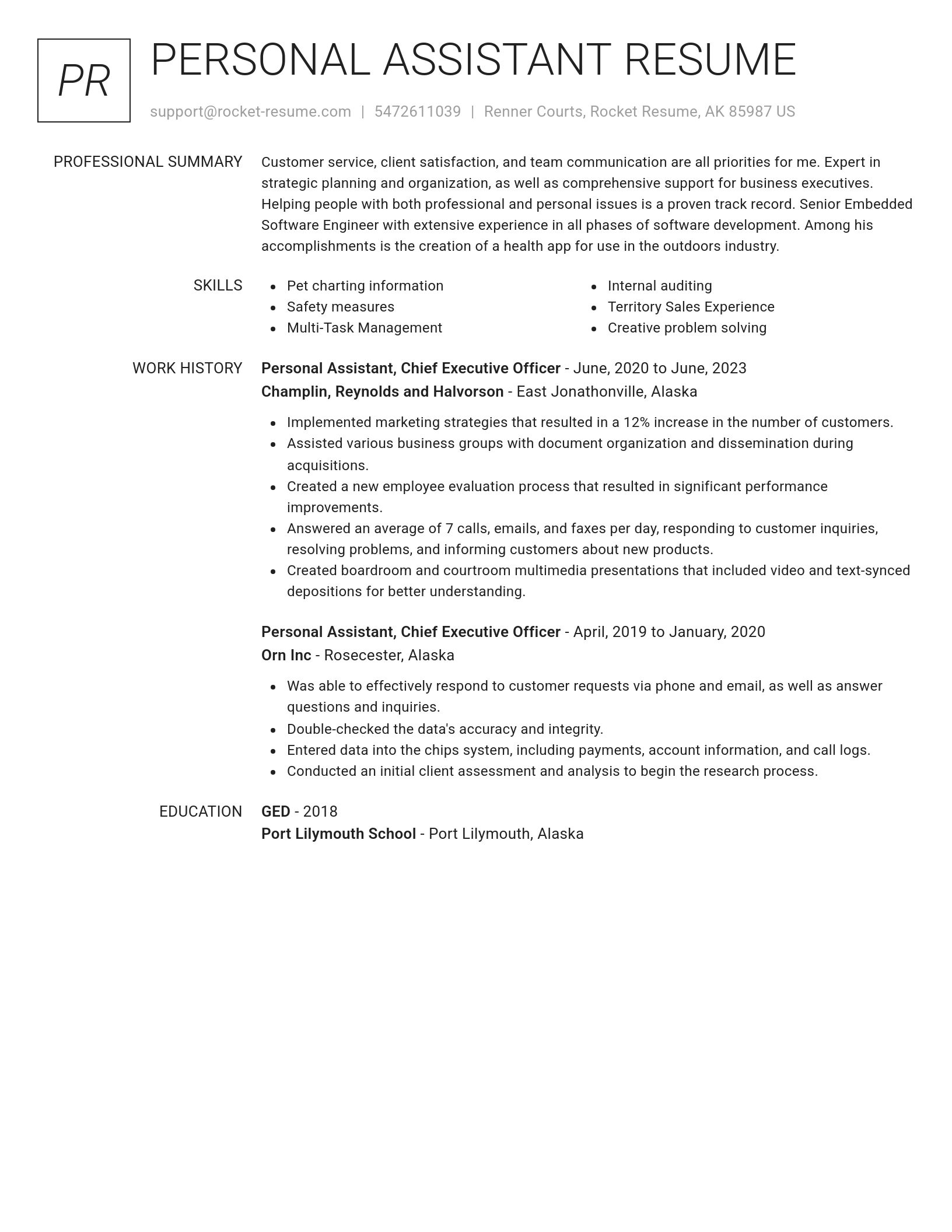 Renowned resume template