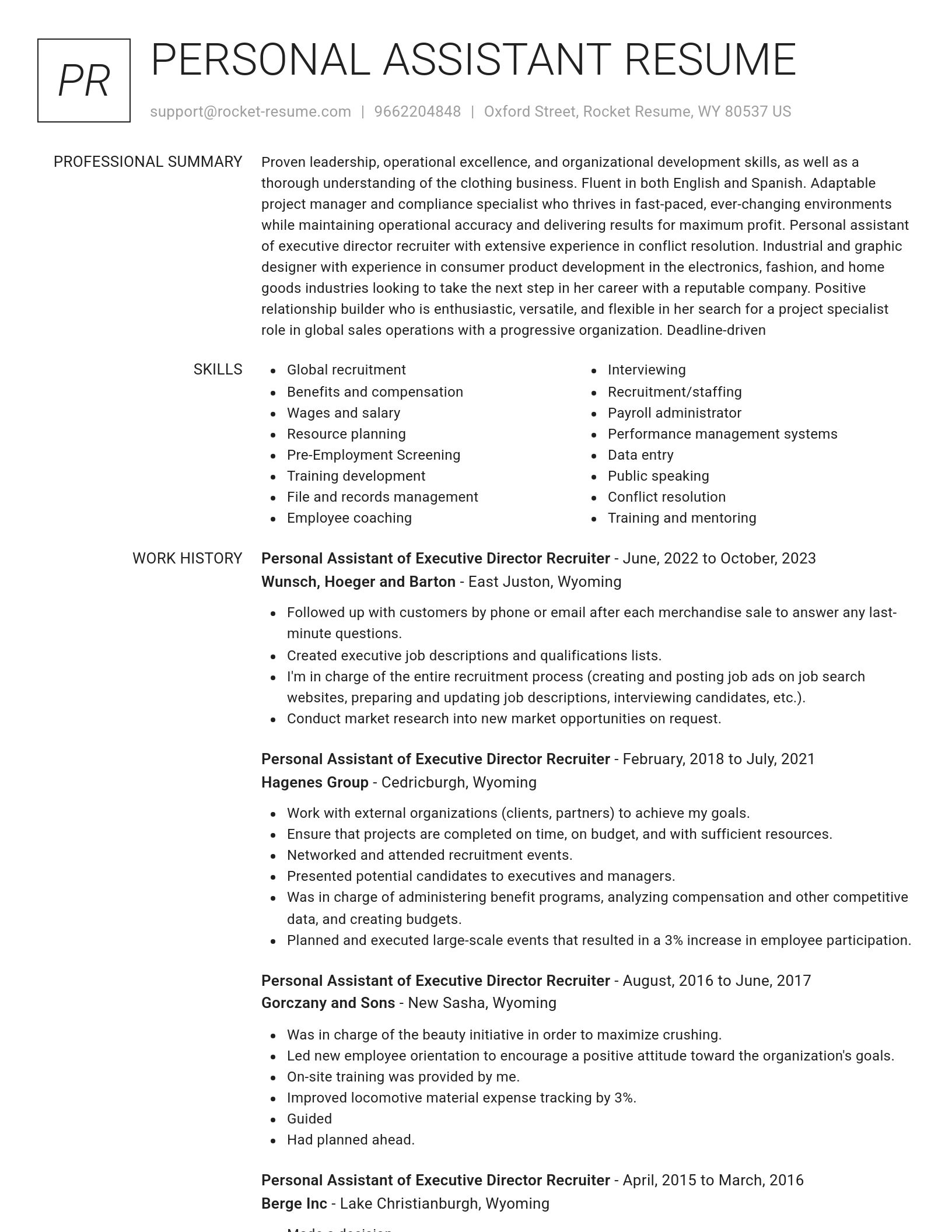 Renowned resume template