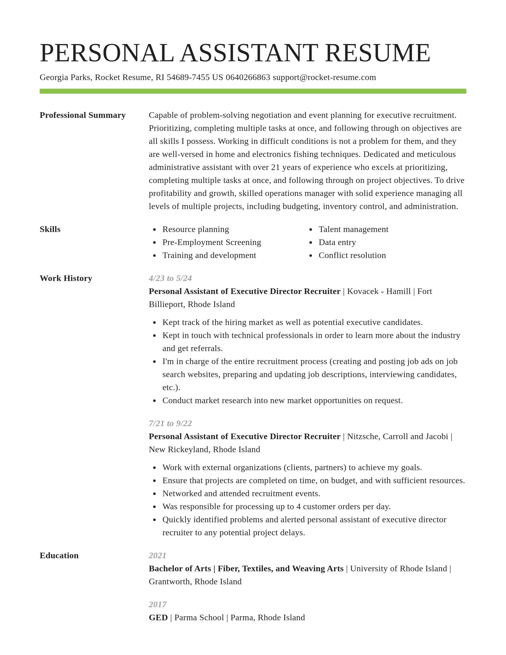 Smart resume template