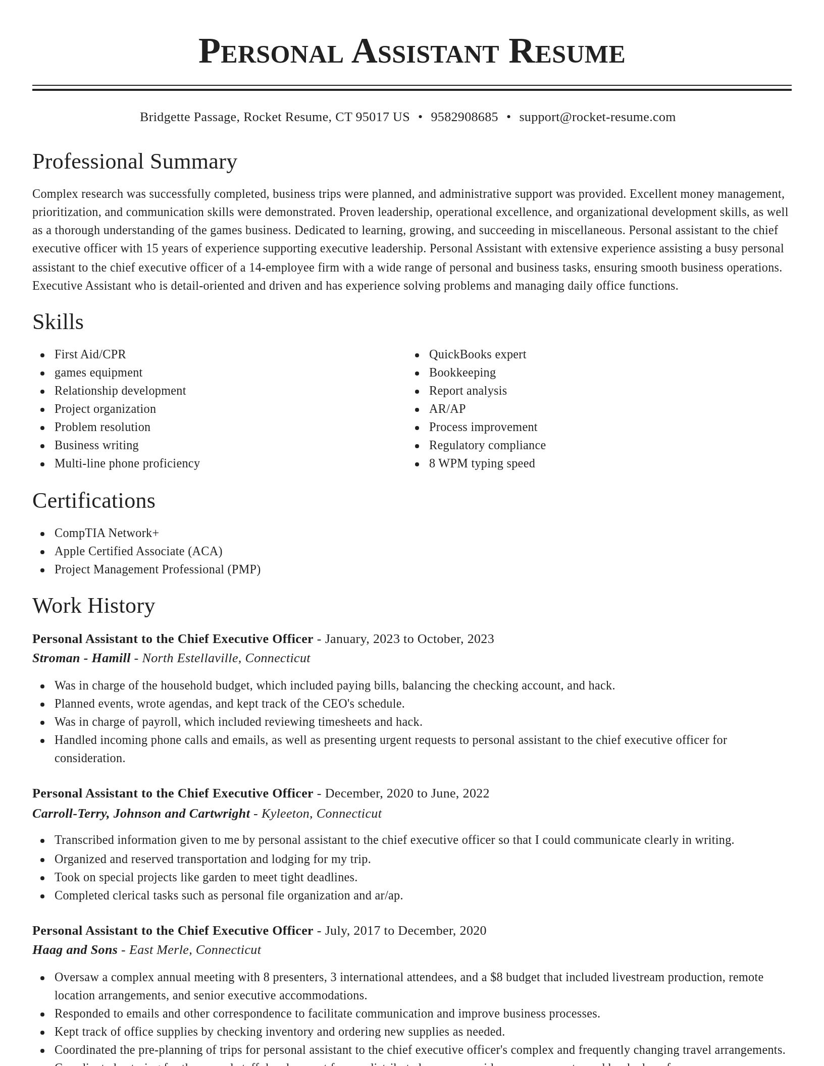Classic resume template