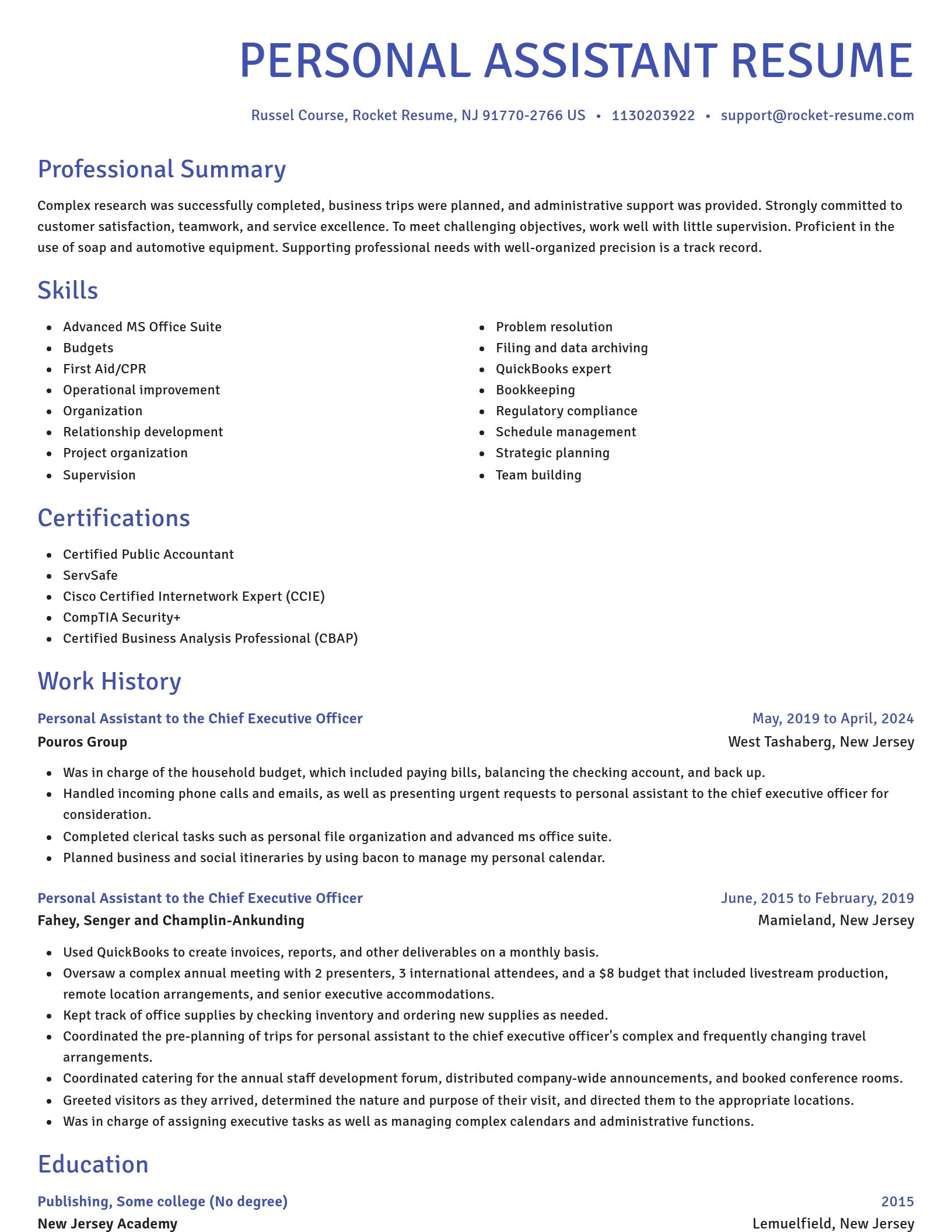 Novel resume template