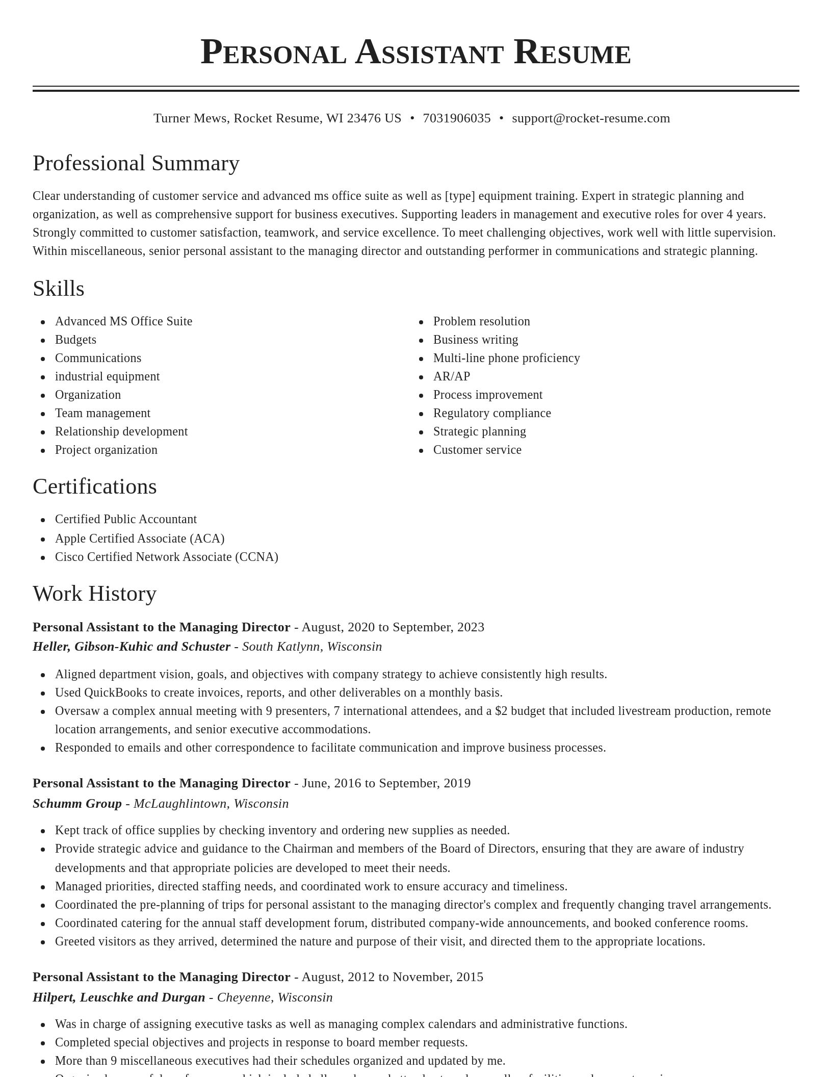 Classic resume template