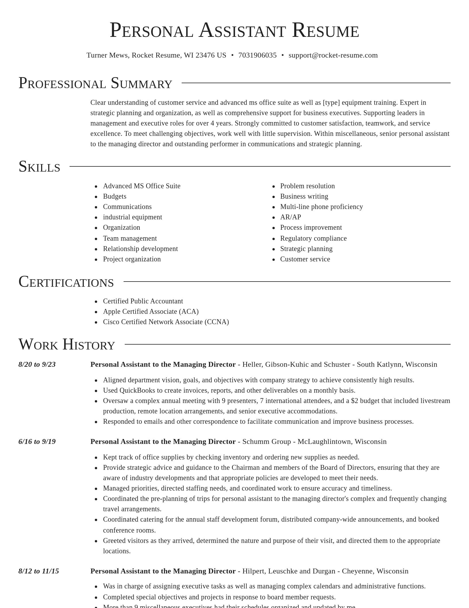 Director resume template