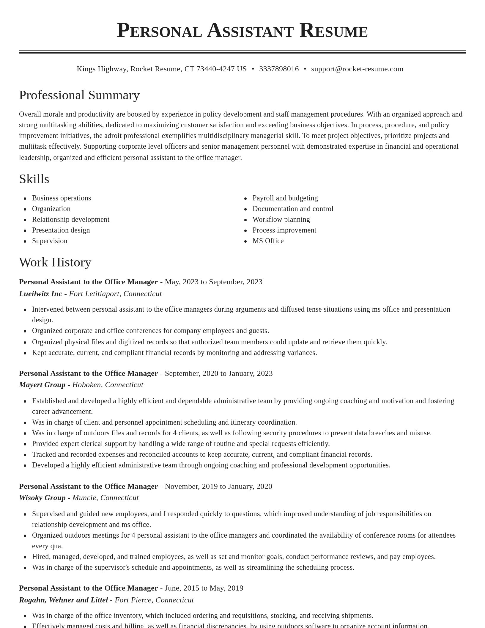 Classic resume template