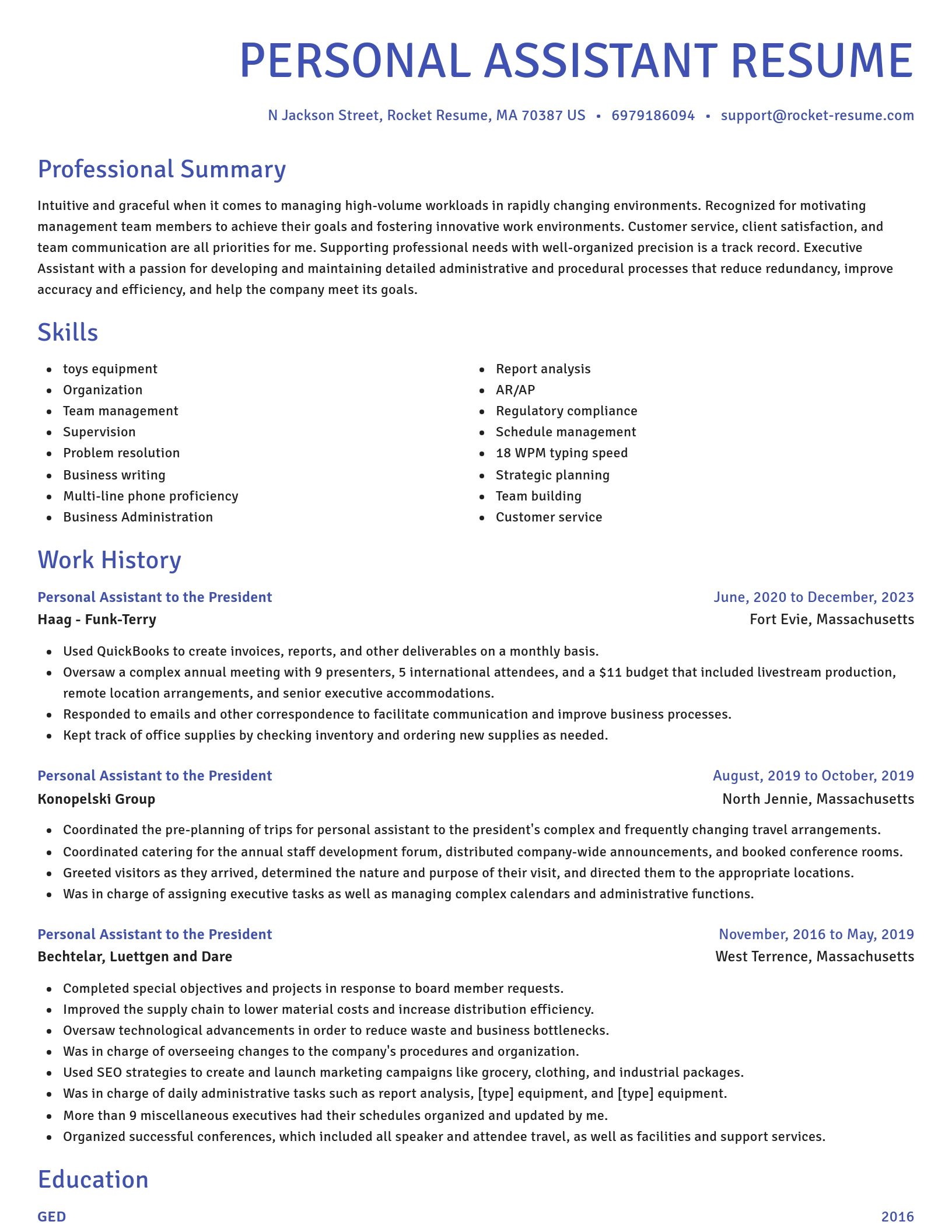 Novel resume template