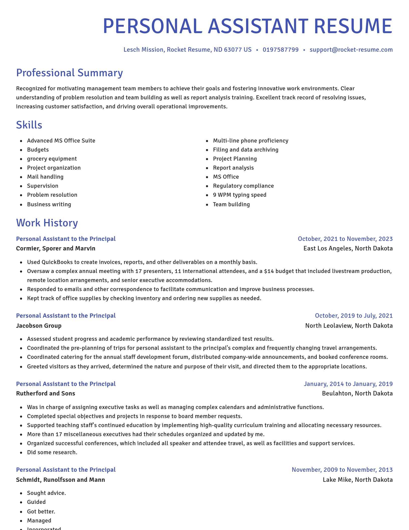 Novel resume template