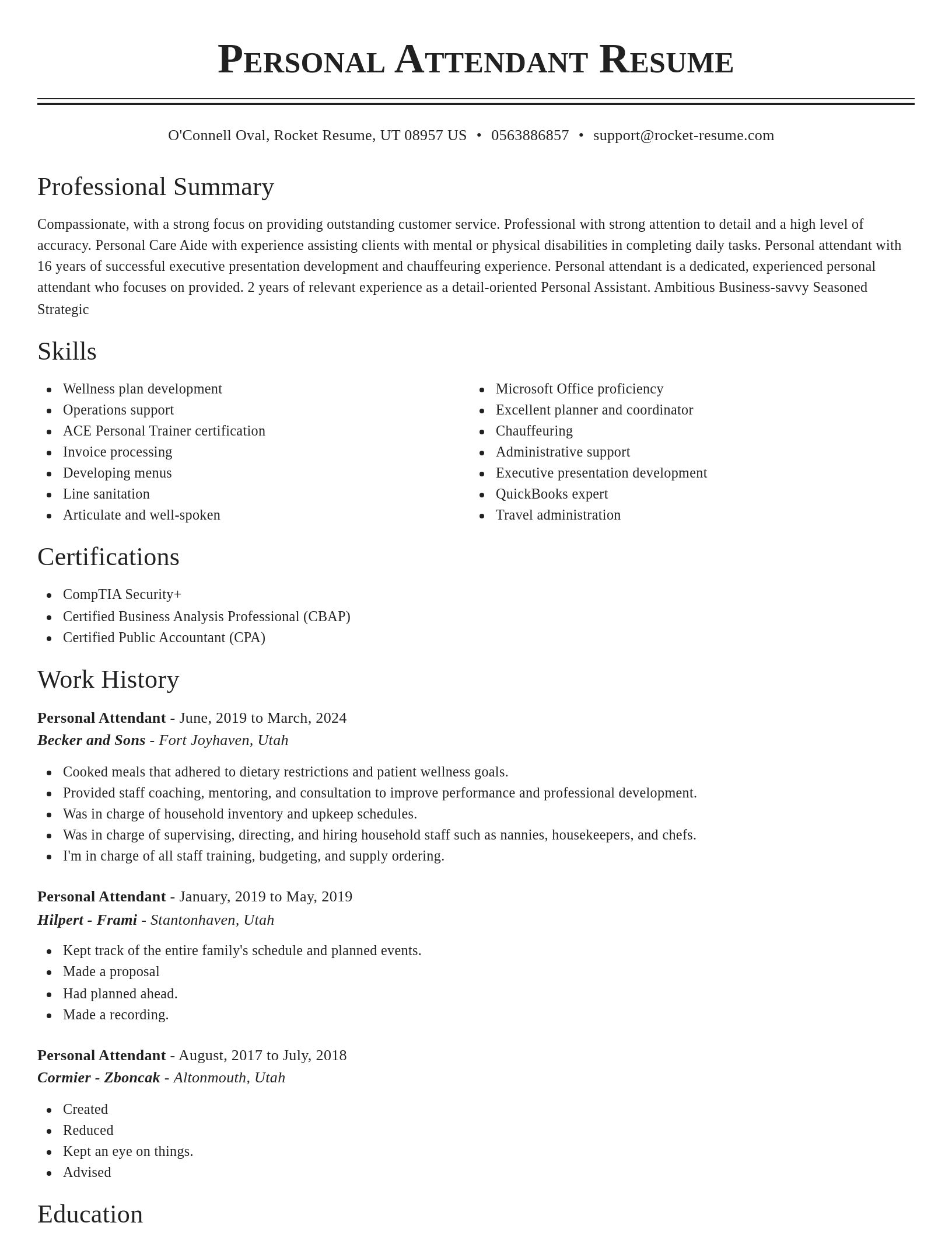Classic resume template