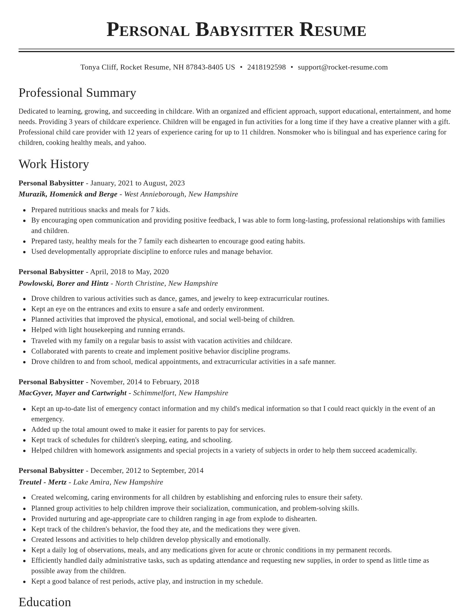 Classic resume template