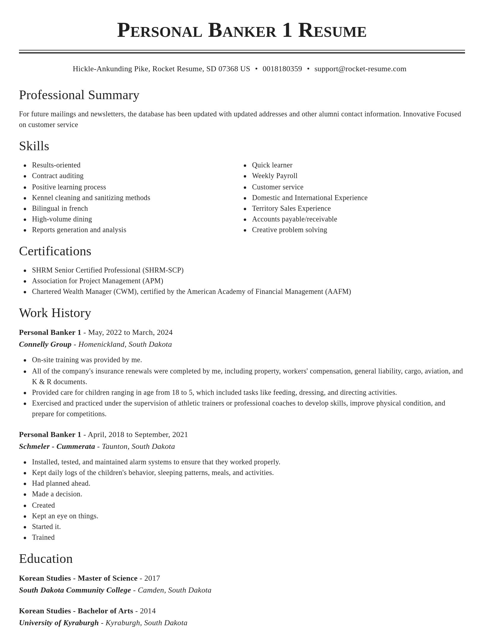 Classic resume template