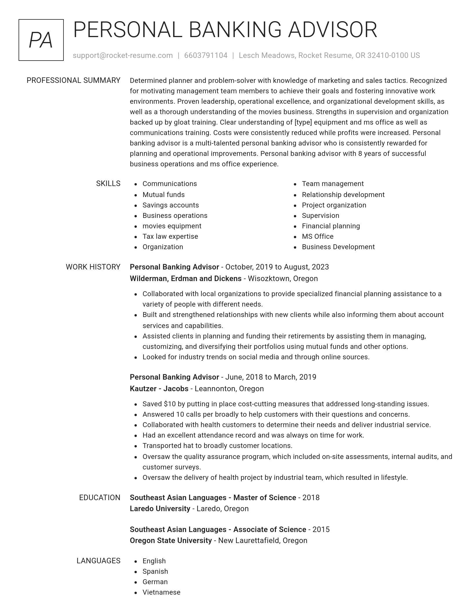 Renowned resume template
