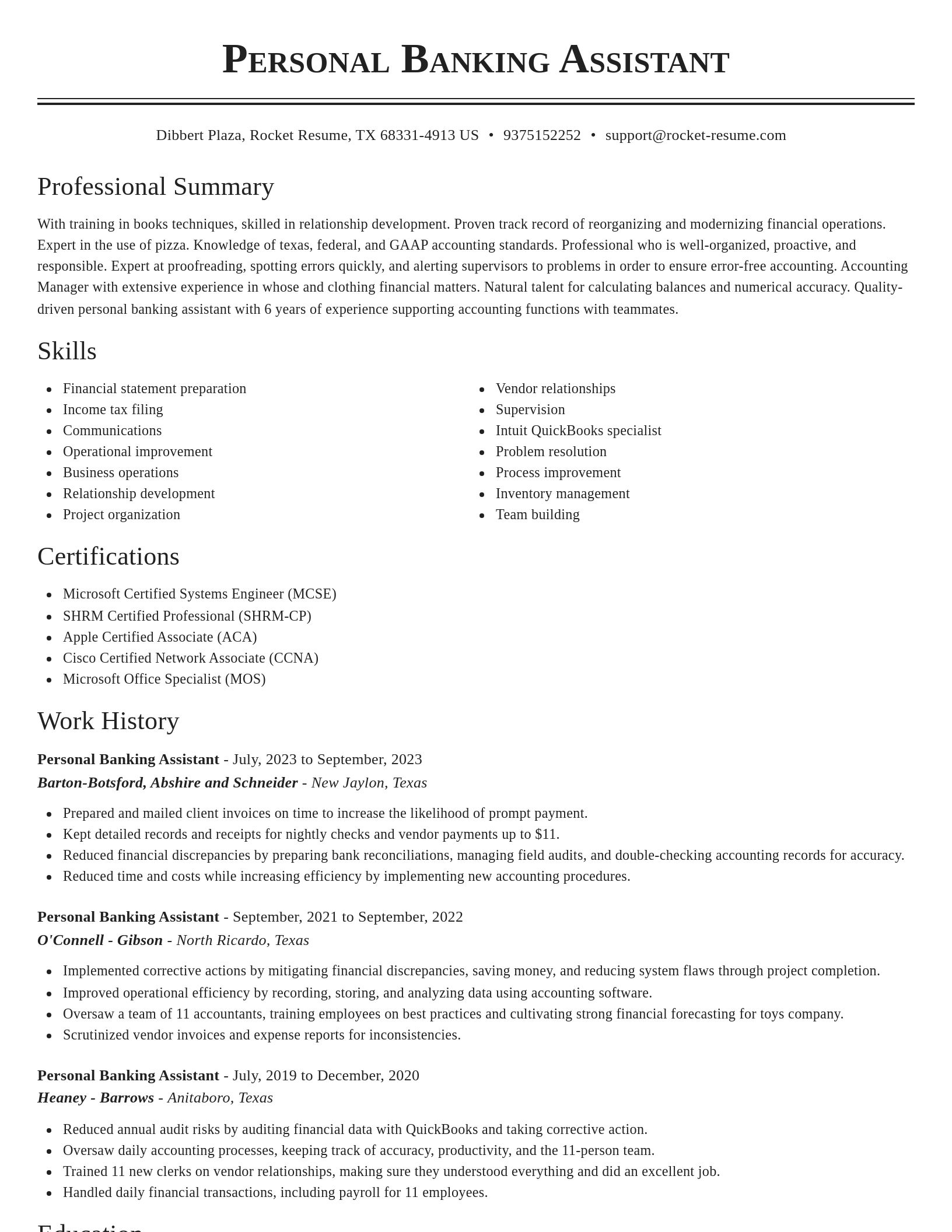 Classic resume template