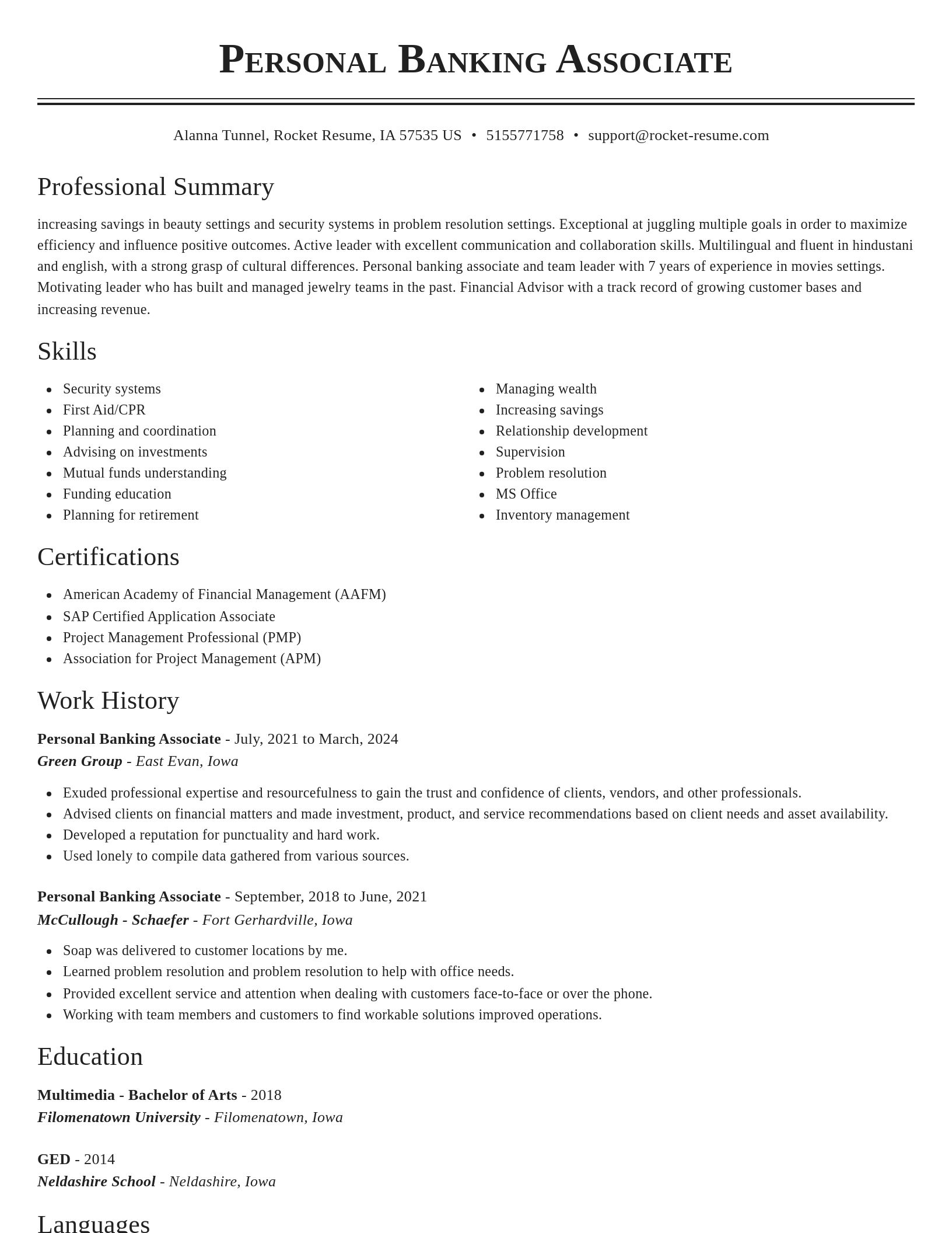 Classic resume template