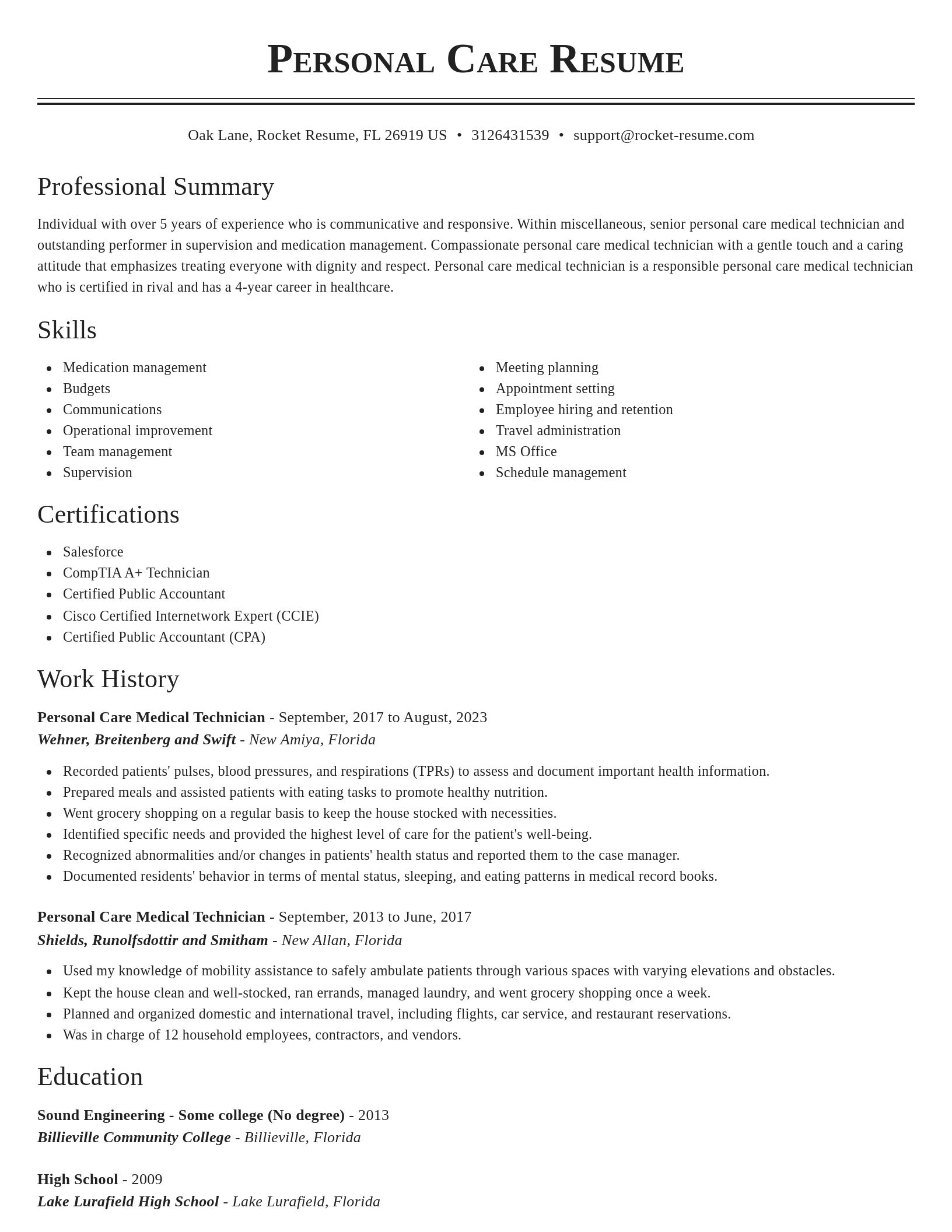 Classic resume template