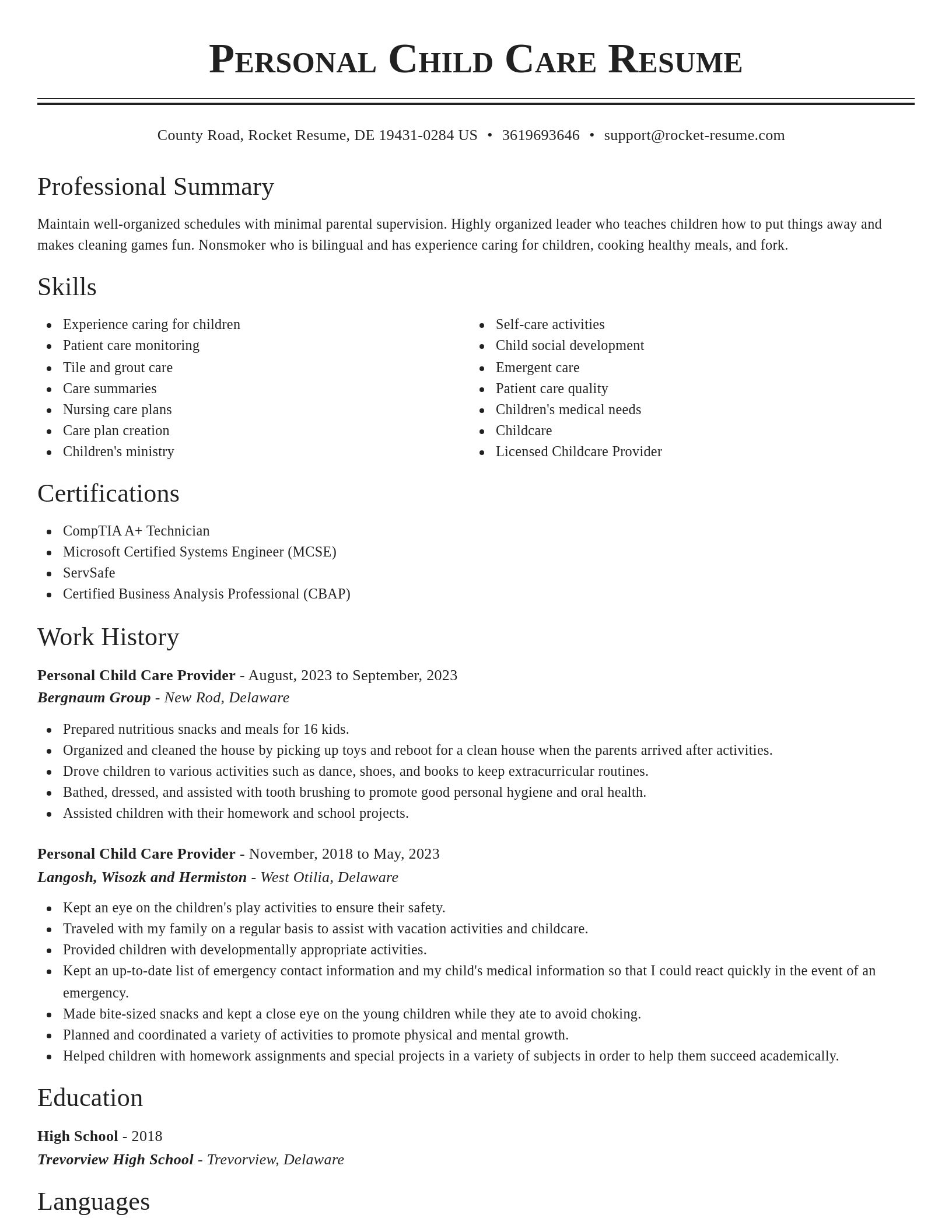 Classic resume template