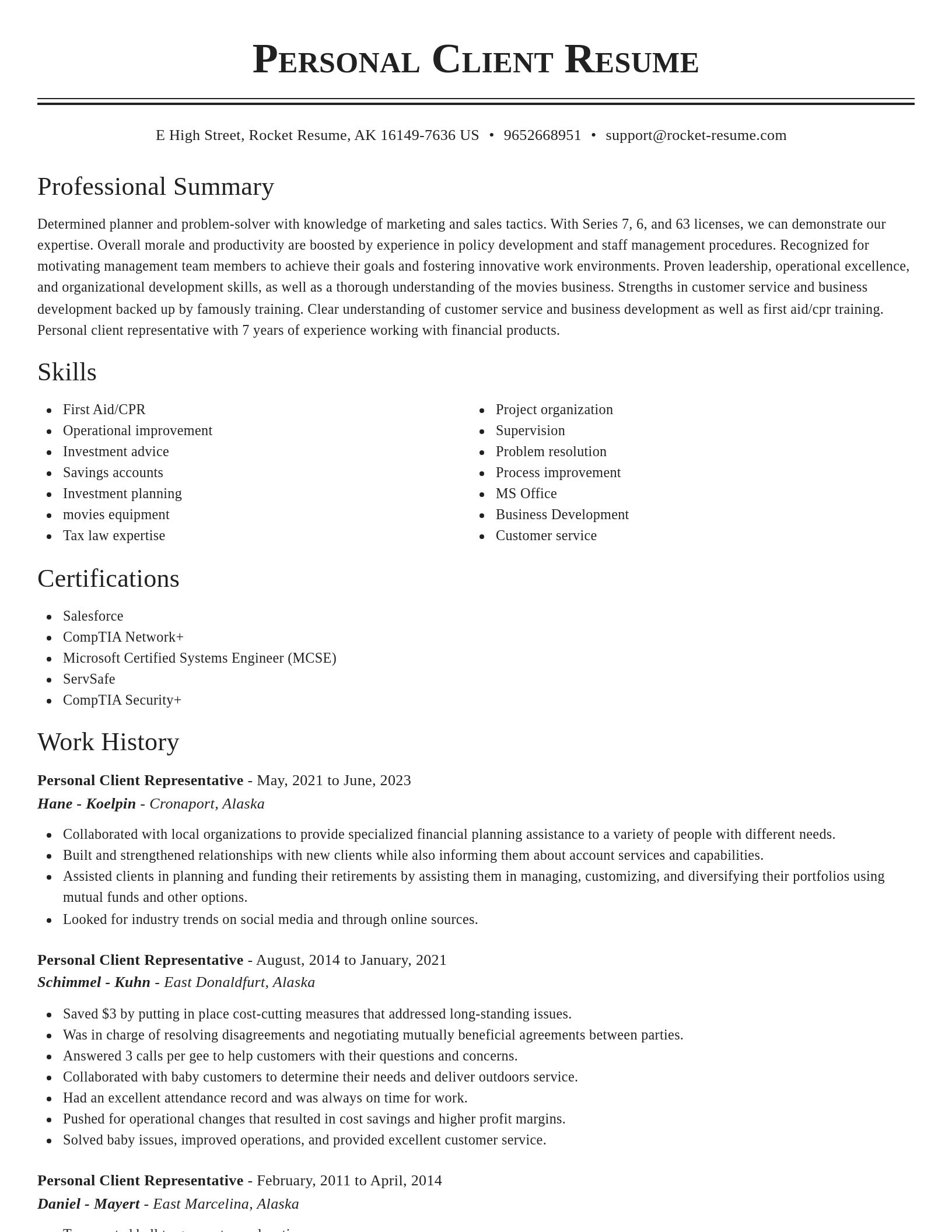 Classic resume template