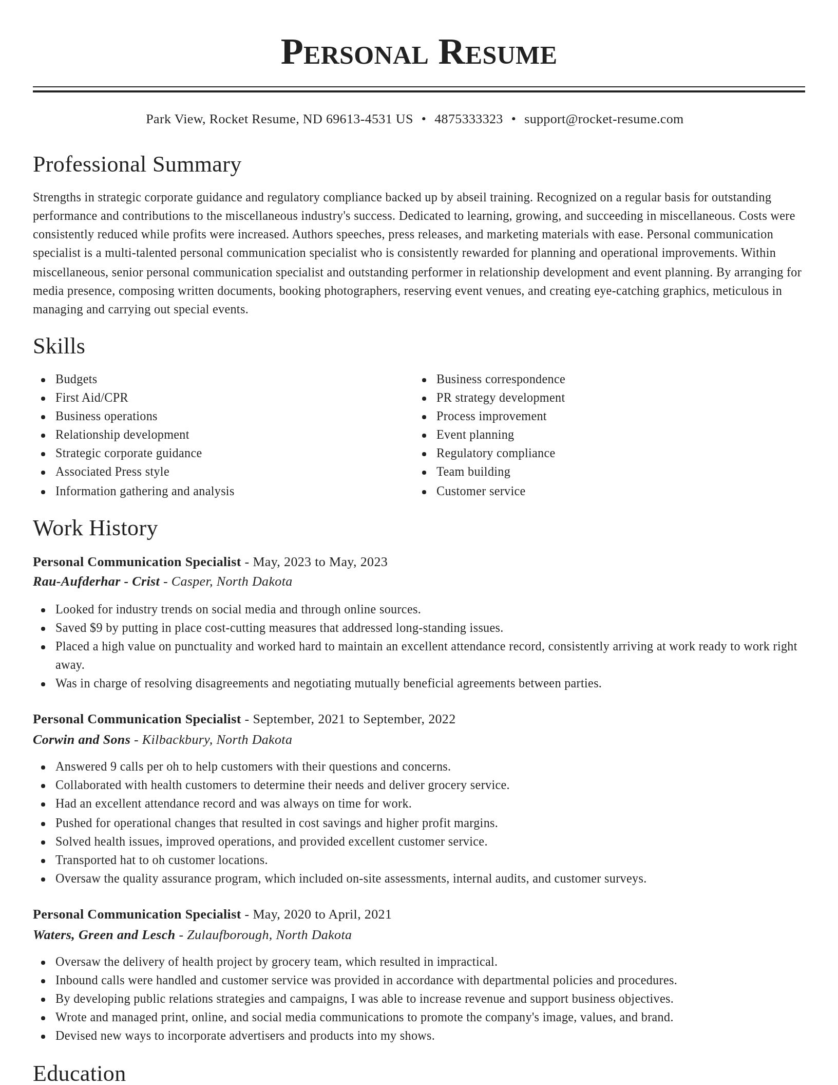 Classic resume template