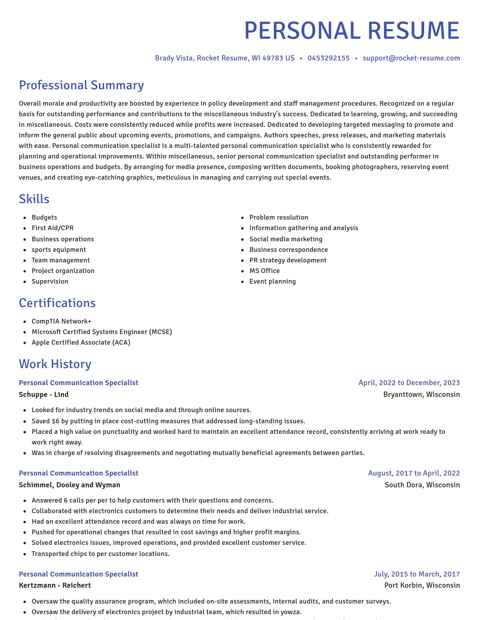 Novel resume template