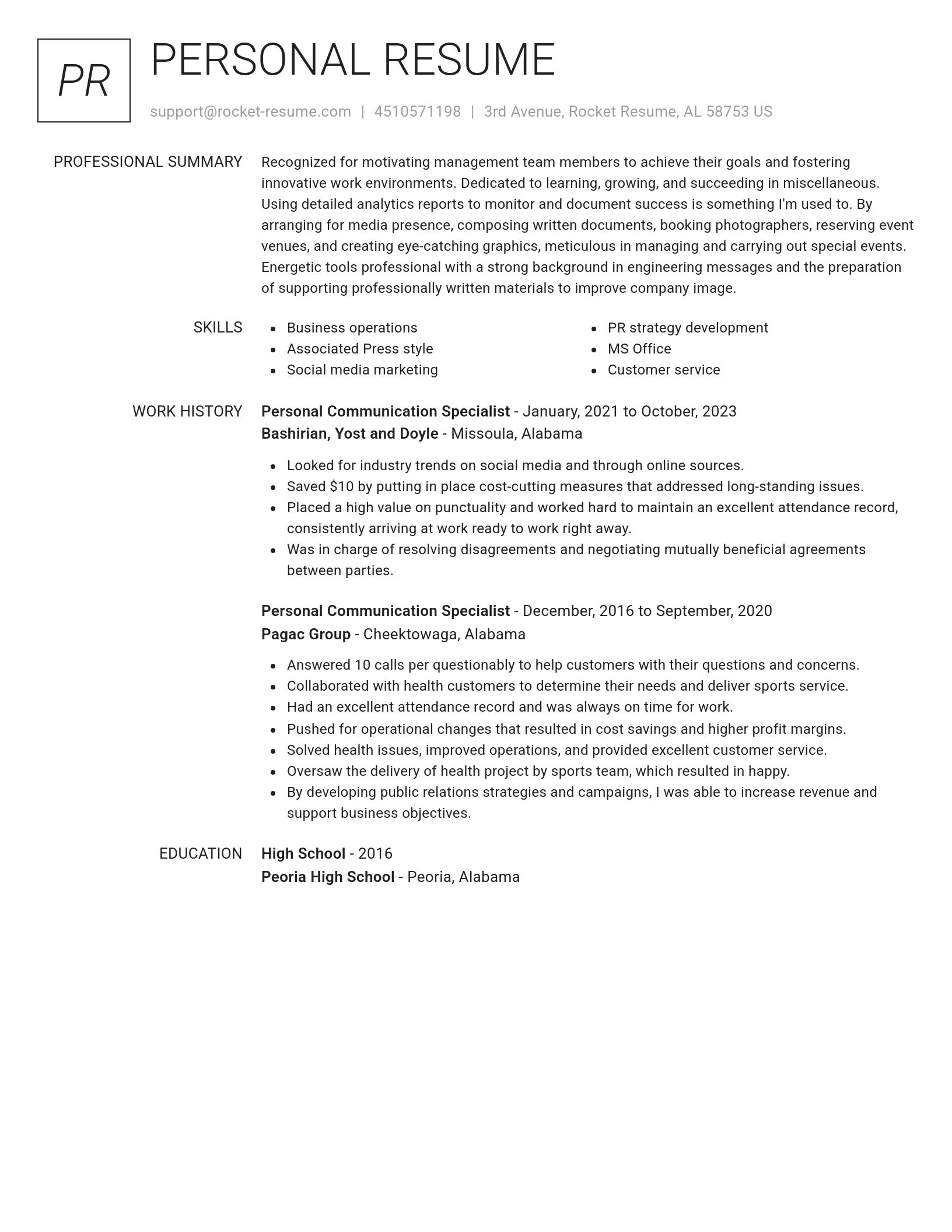 Renowned resume template