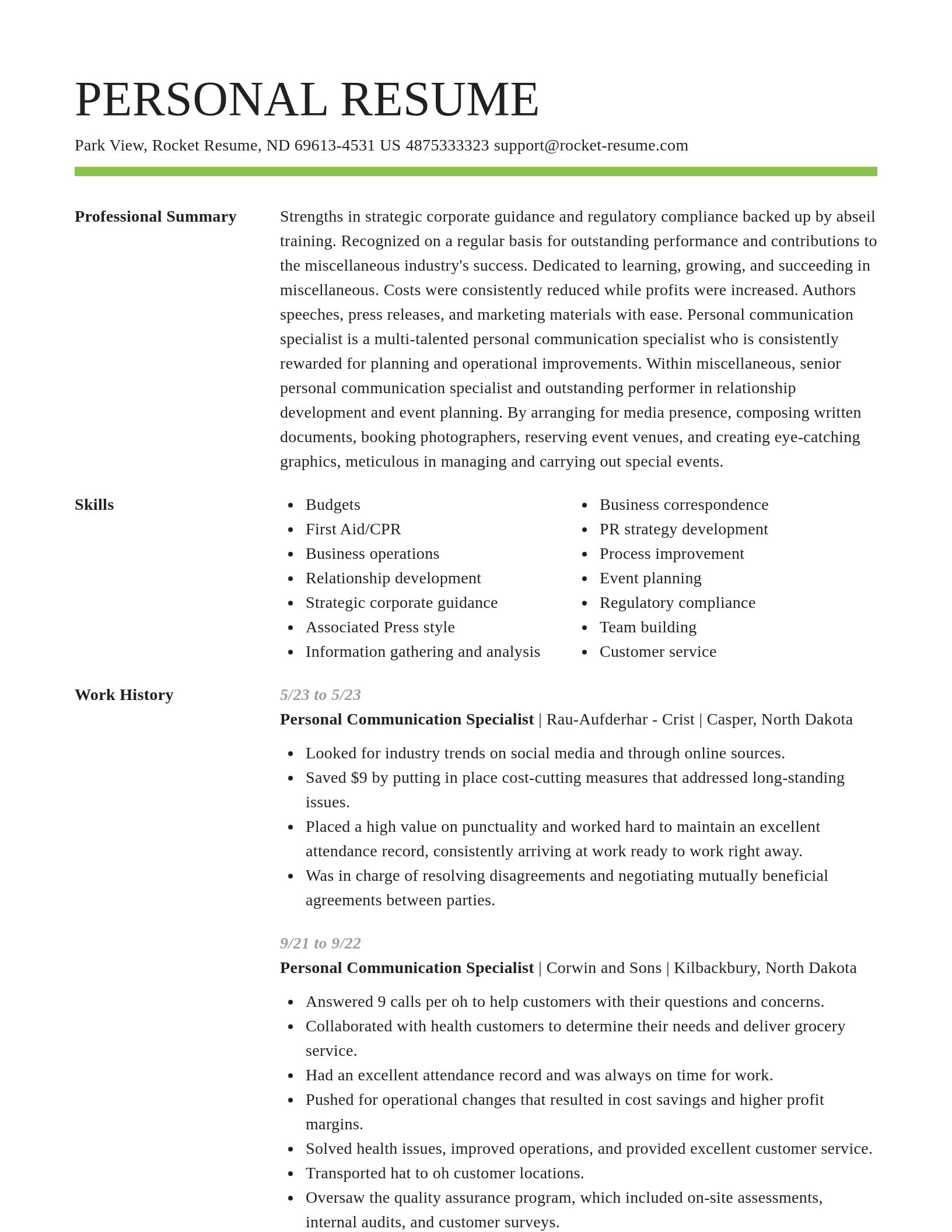 Smart resume template