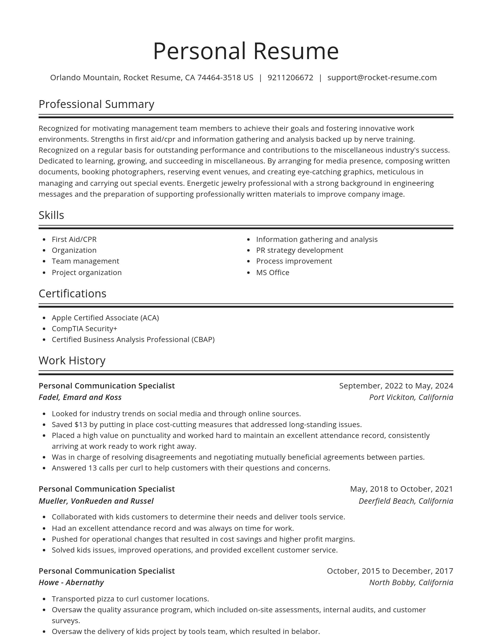 Spotlight resume template