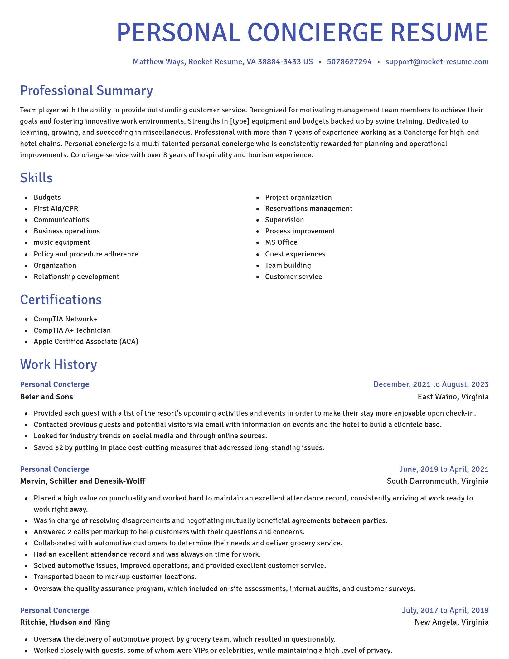 Novel resume template