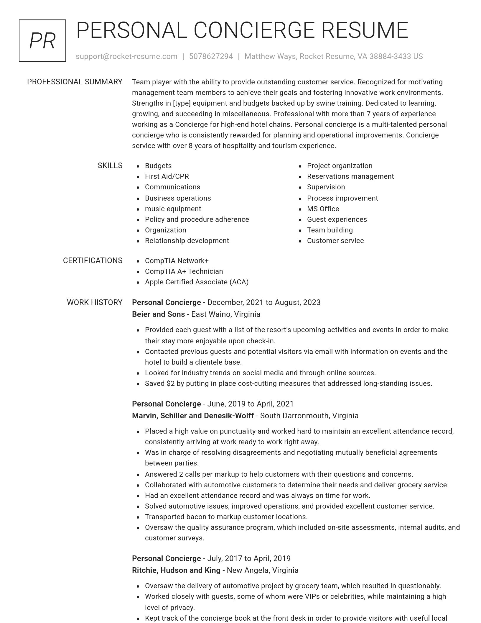 Renowned resume template