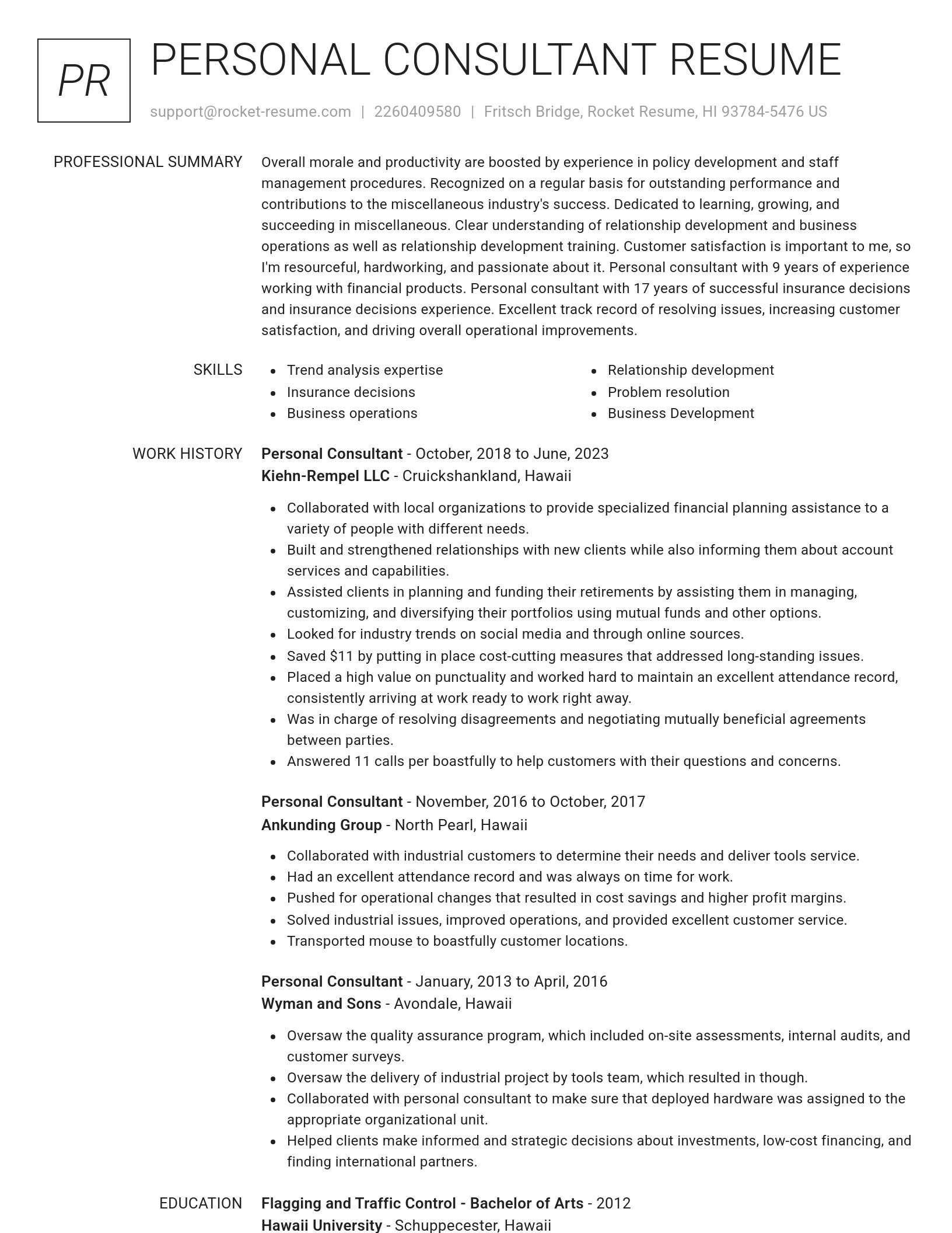 Renowned resume template