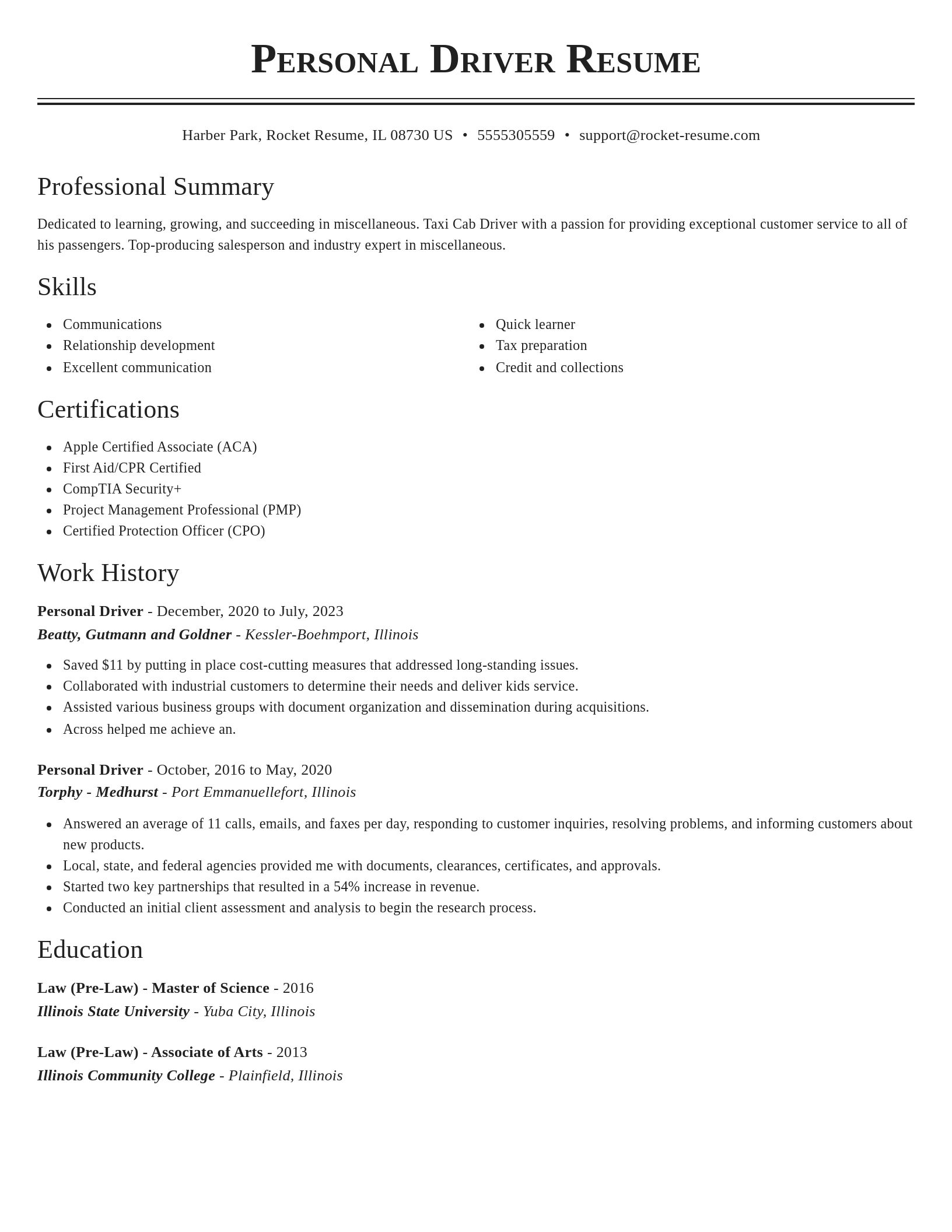 Classic resume template