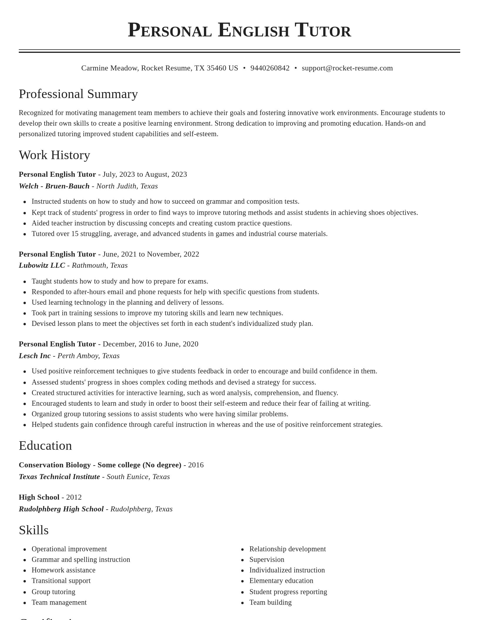 Classic resume template