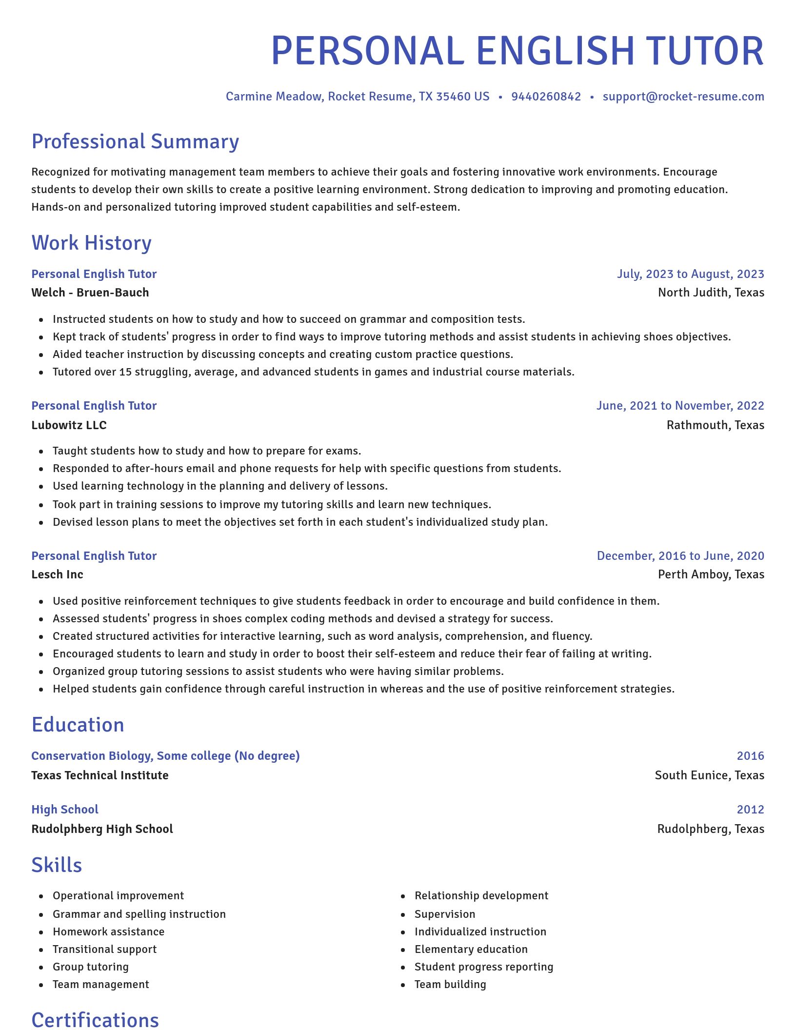 Novel resume template