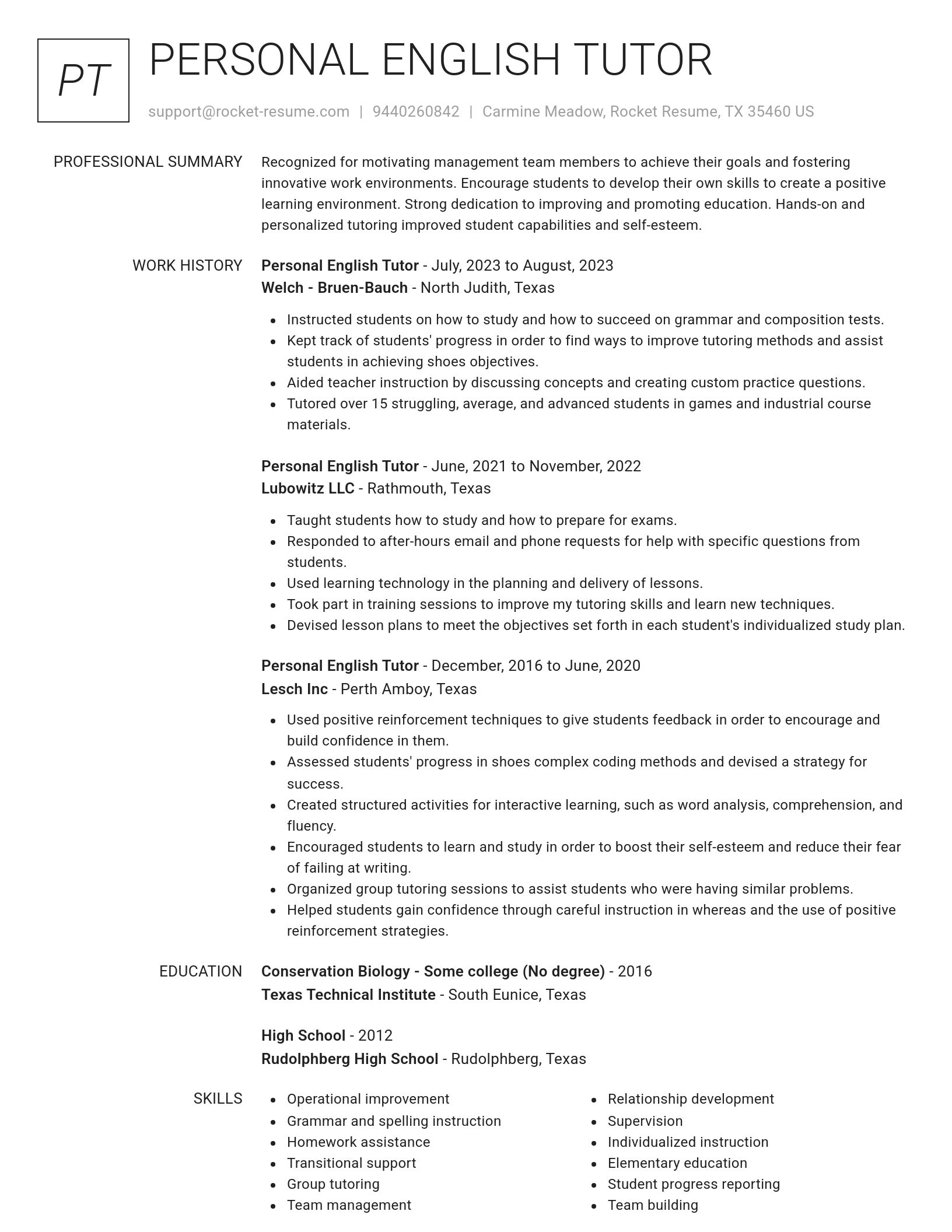 Renowned resume template