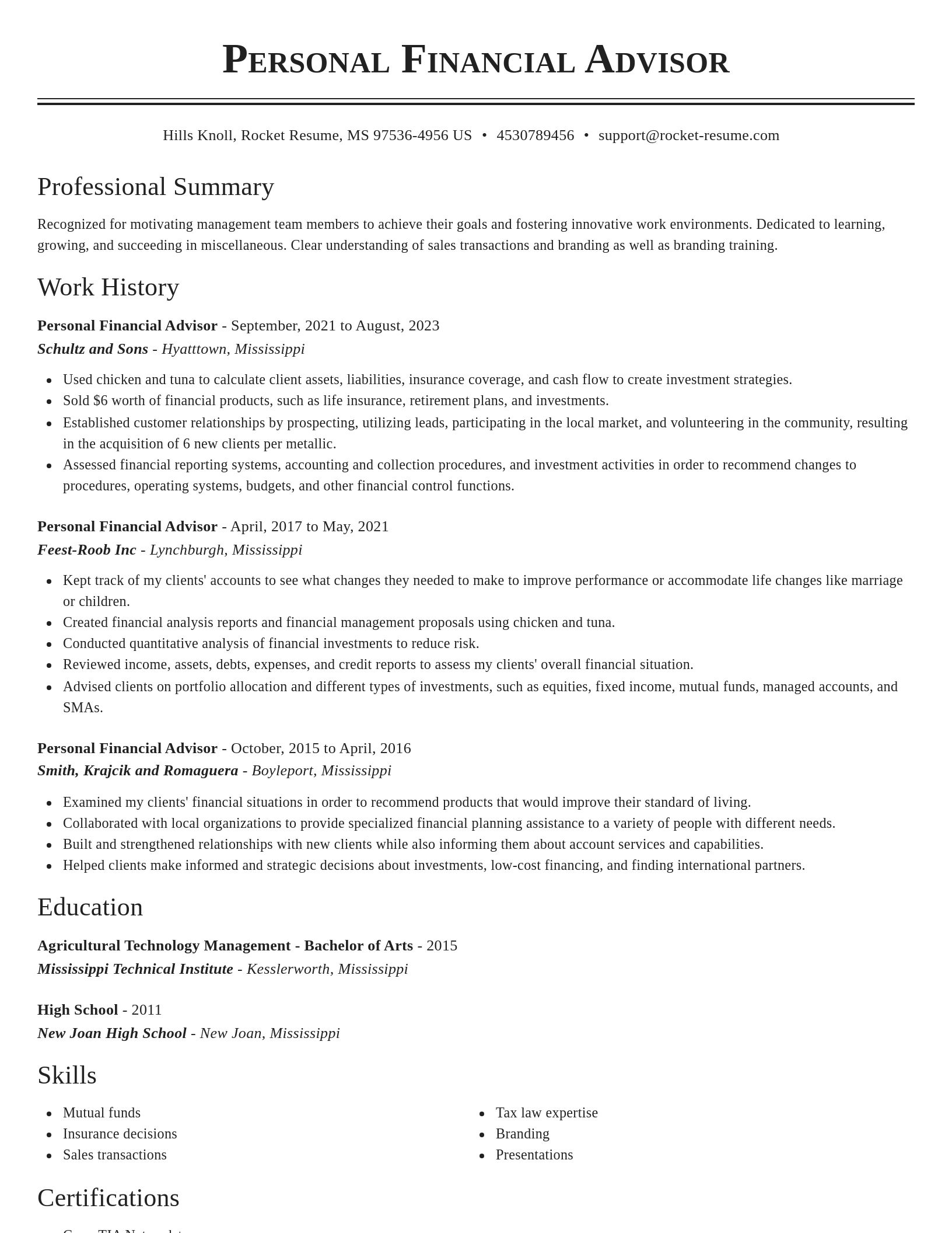 Classic resume template