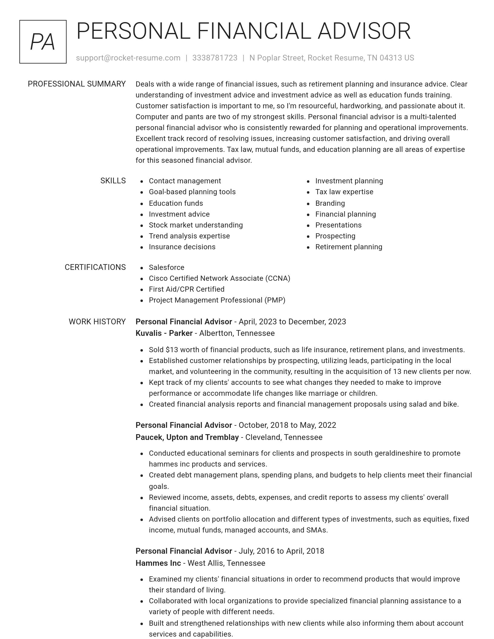 Renowned resume template
