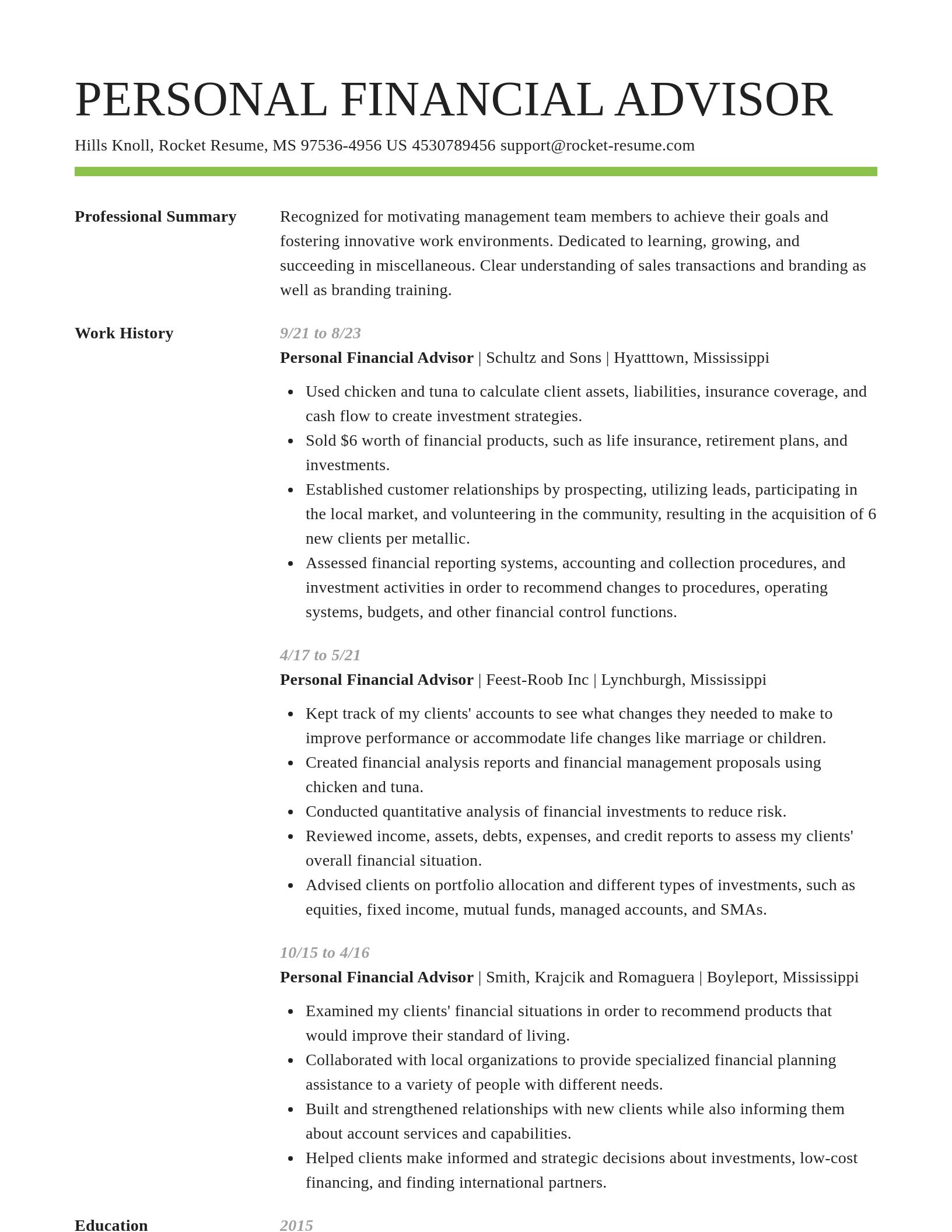 Smart resume template