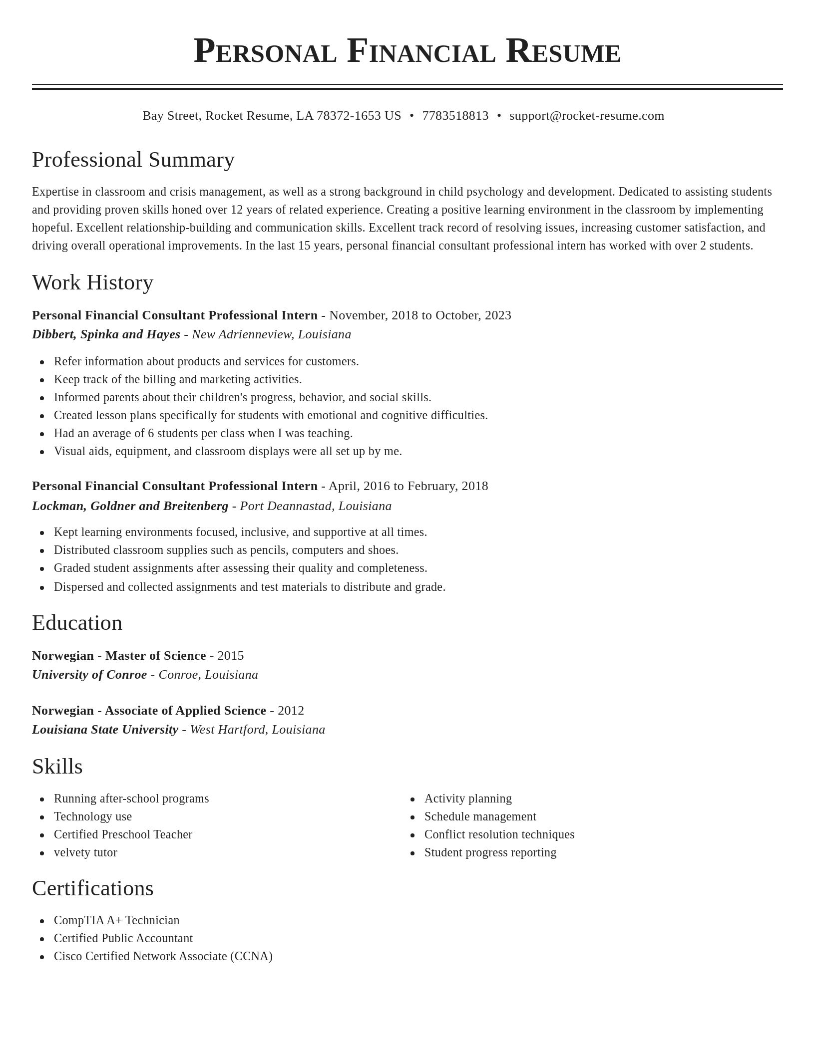 Classic resume template