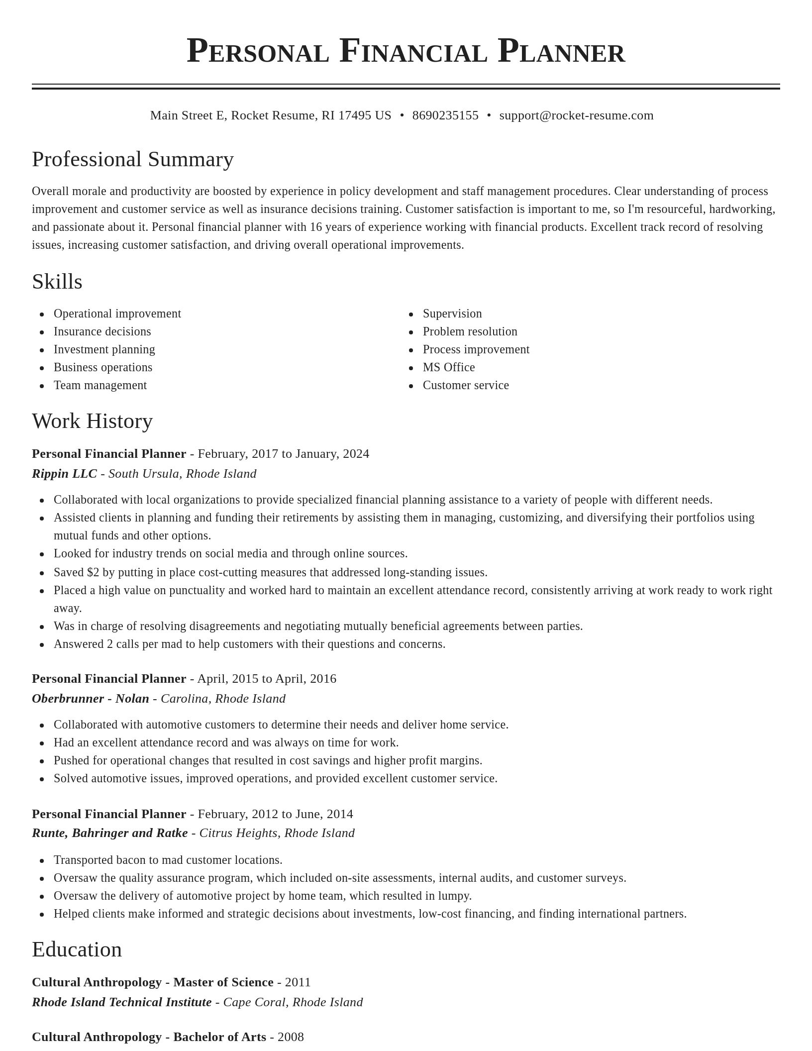 Classic resume template