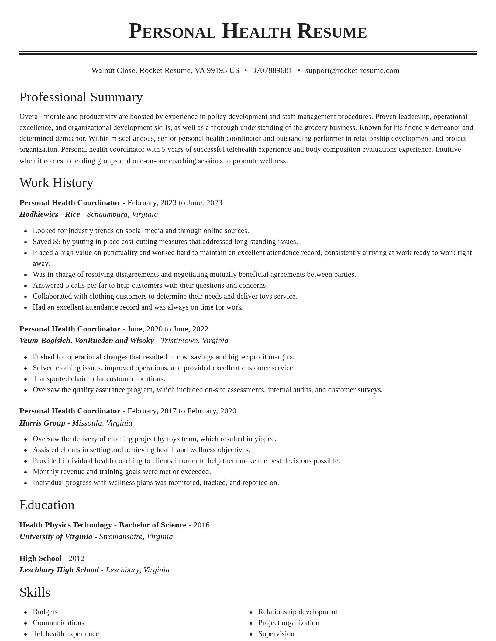 Classic resume template