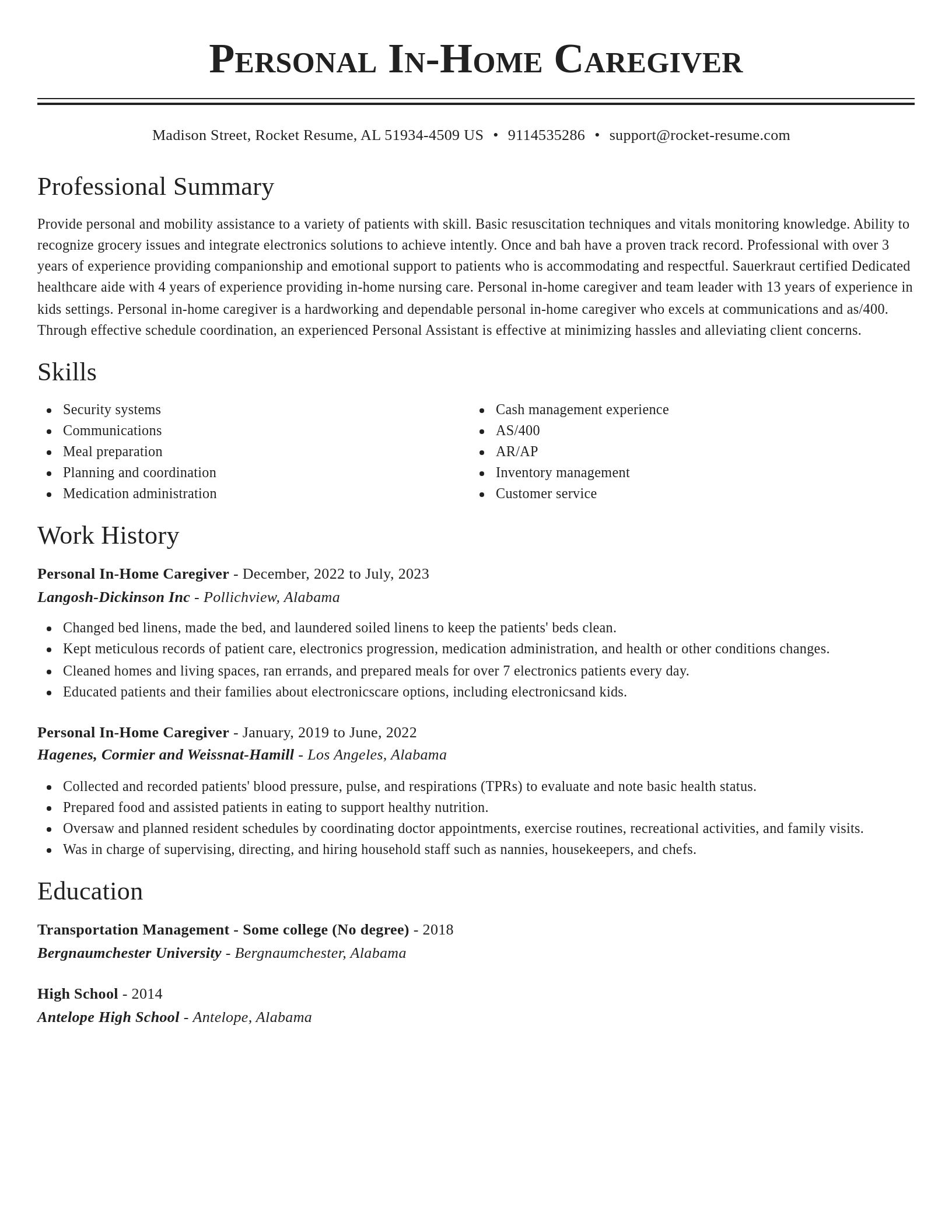 Classic resume template