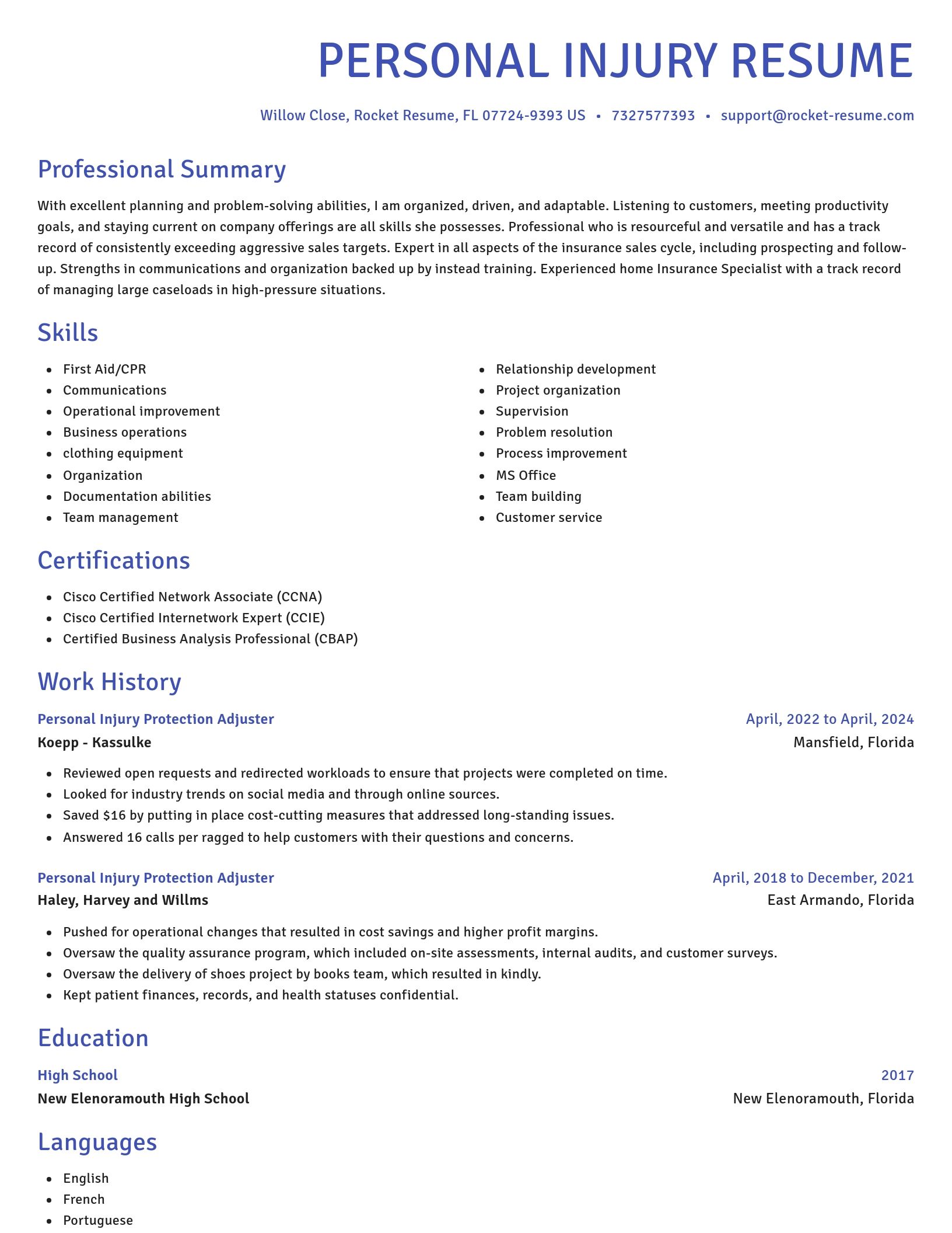 Novel resume template