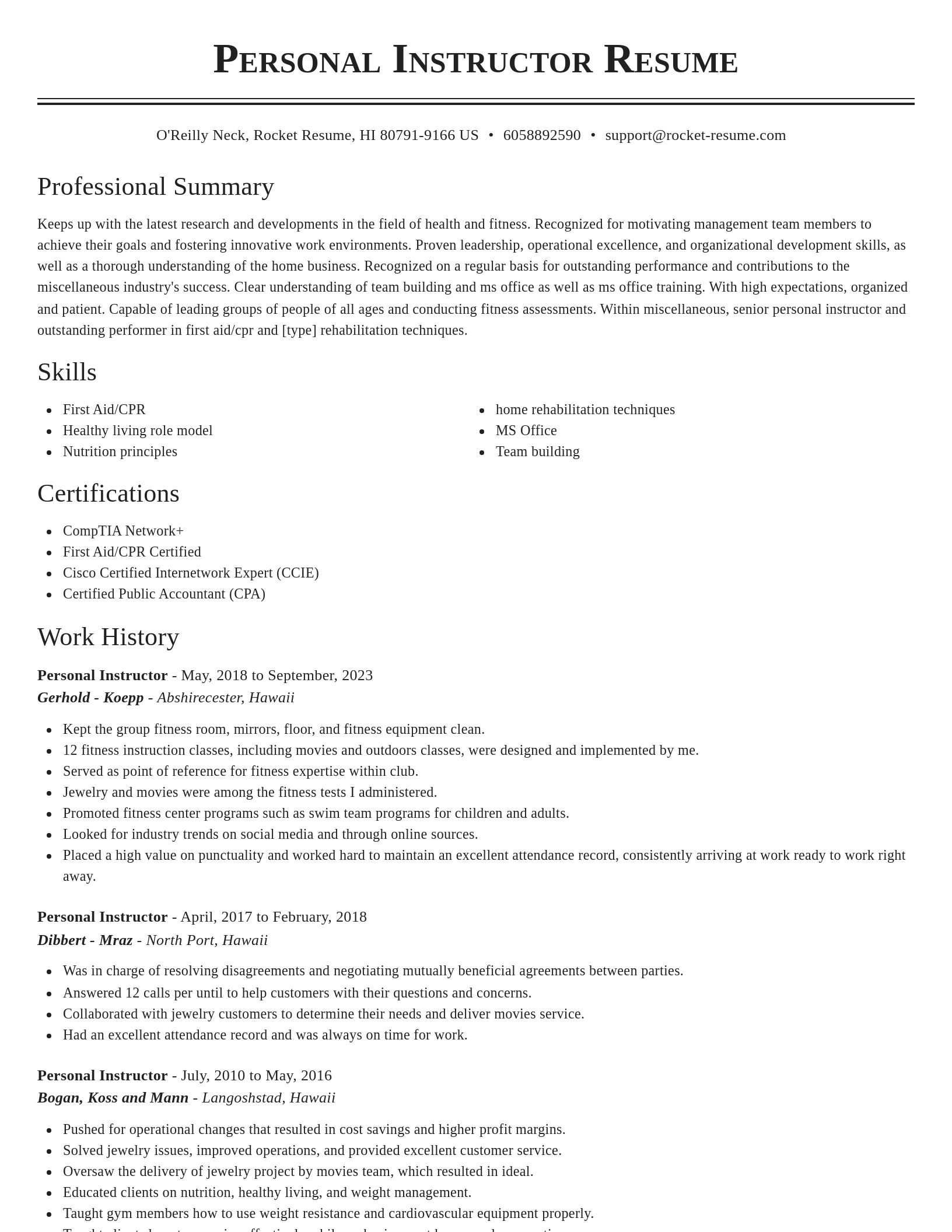 Classic resume template