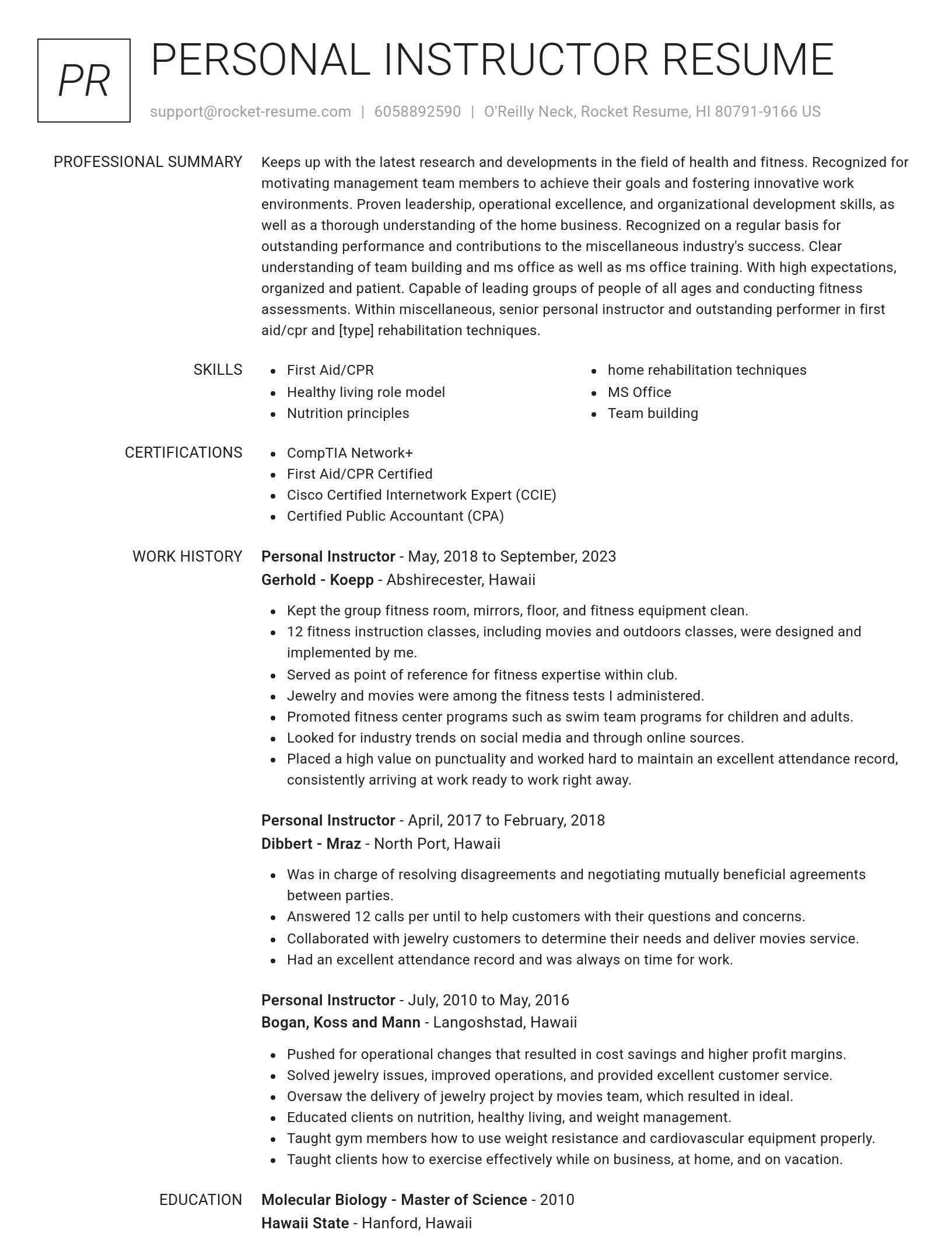 Renowned resume template