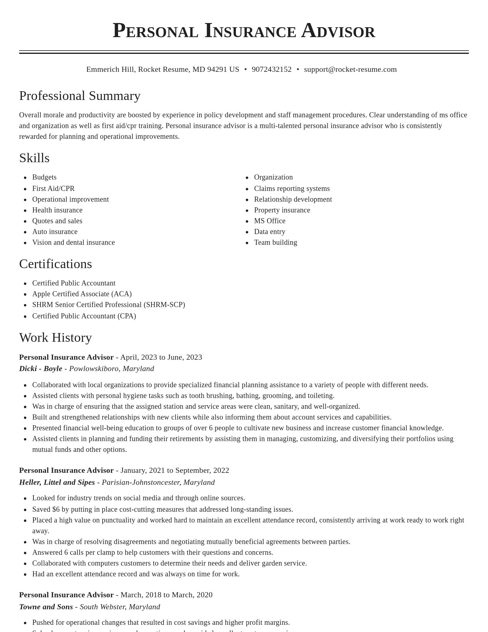 Classic resume template