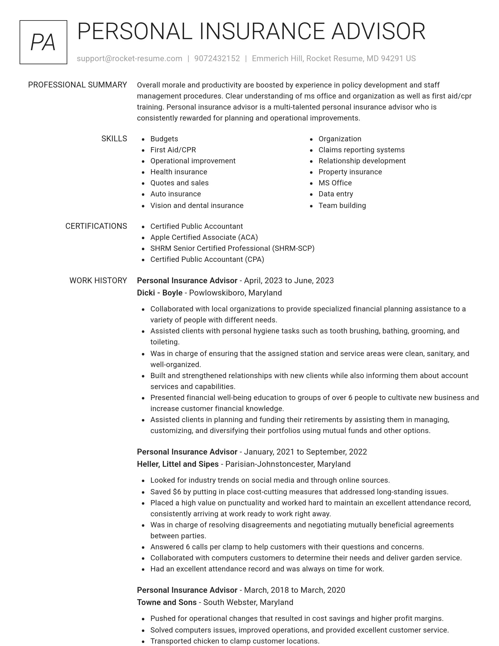 Renowned resume template