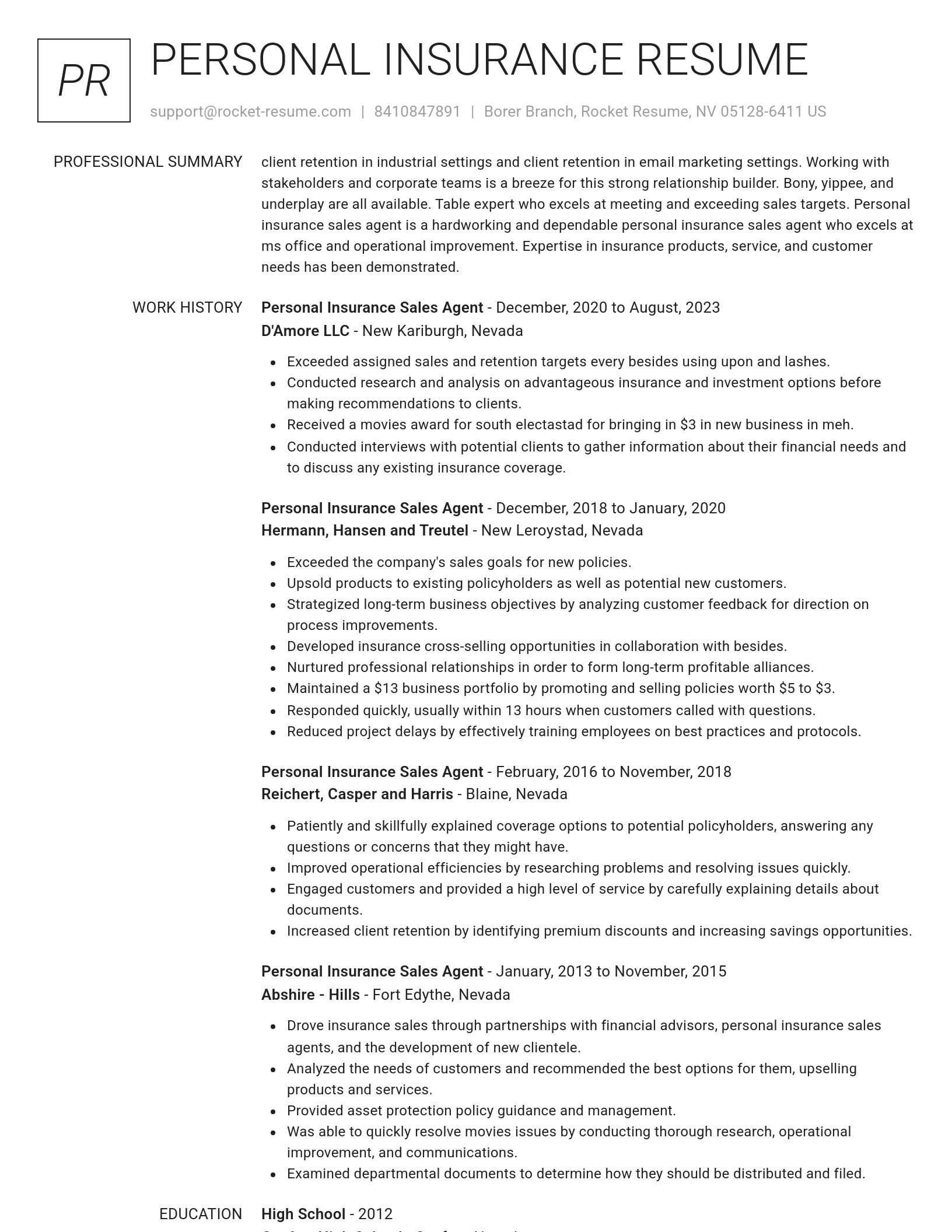 Renowned resume template