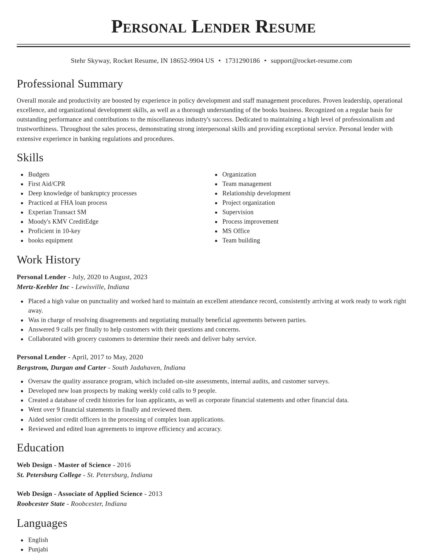 Classic resume template