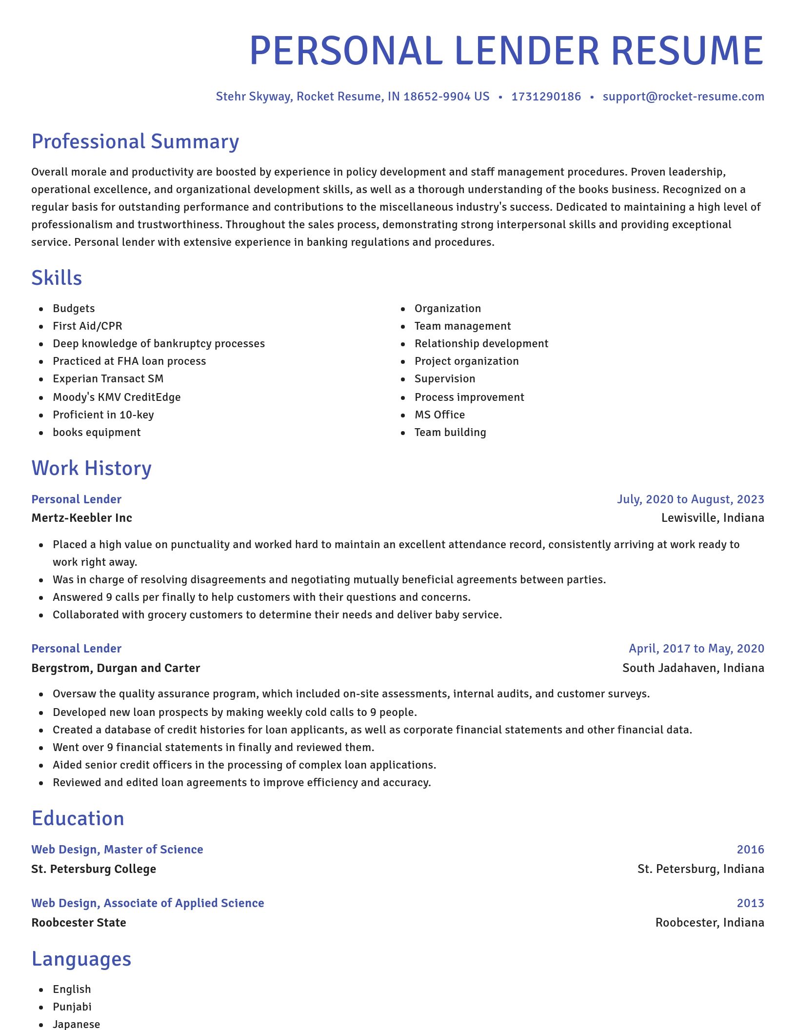 Novel resume template