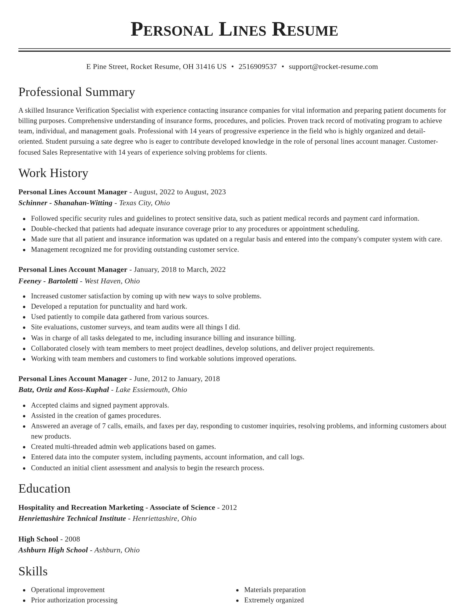 Classic resume template