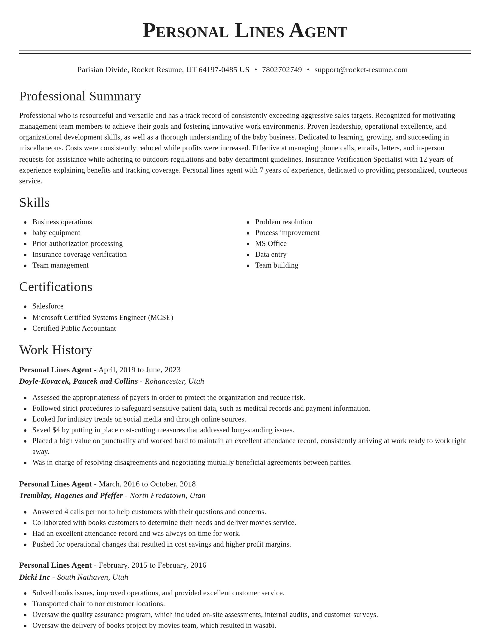 Classic resume template